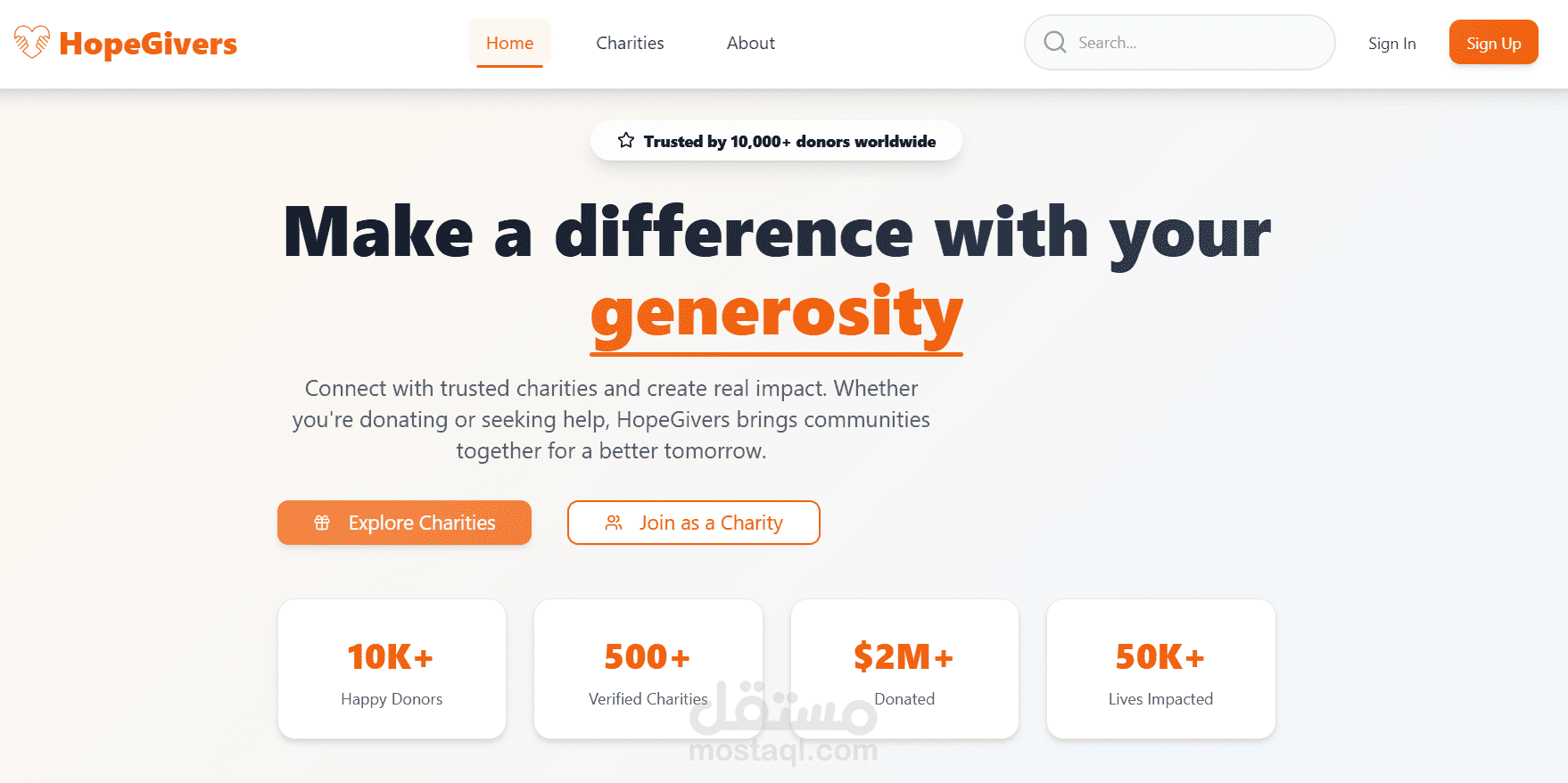 منصة Hope Givers - نظام شامل لدعم الجمعيات الخيرية وتيسير التبرعات