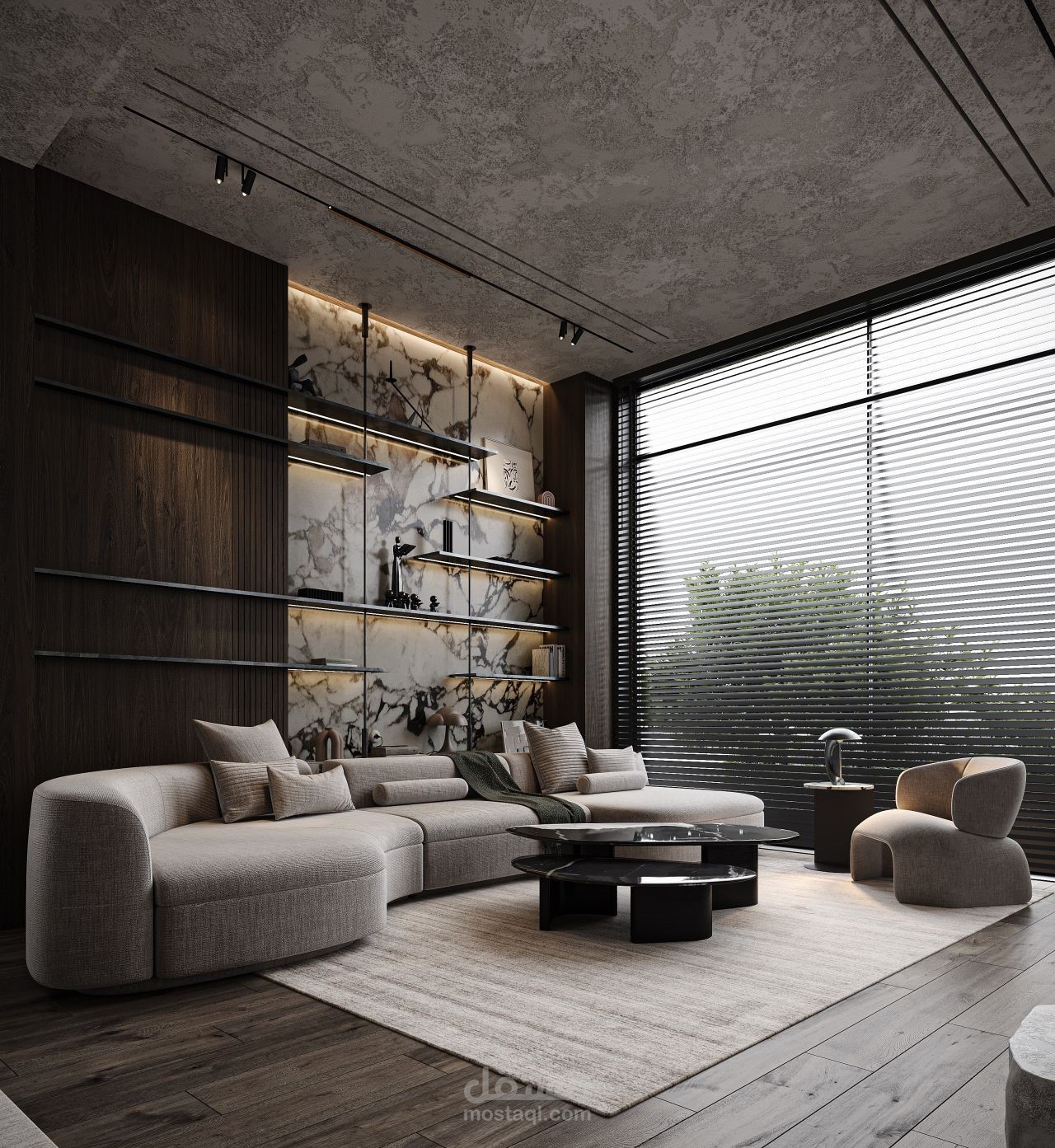 تصميم غرفة معيشة من ضمن فيلا سكنية فى مصر