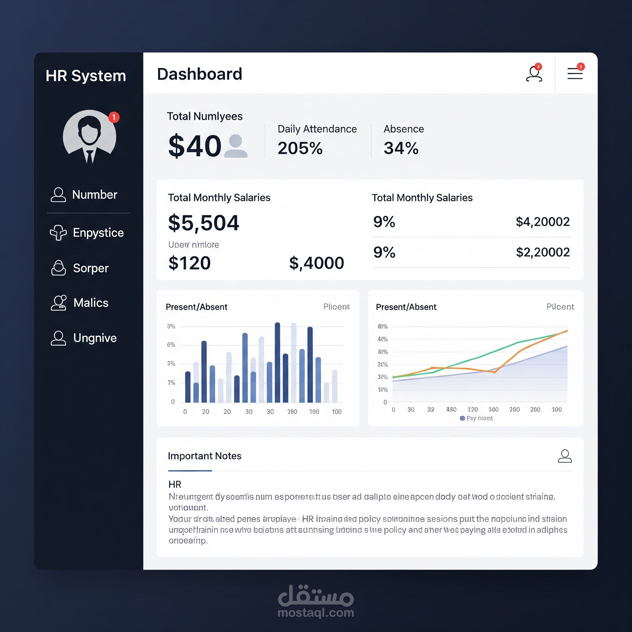 نظام إدارة الموارد البشرية (HR System) باستخدام React + Tailwind CSS