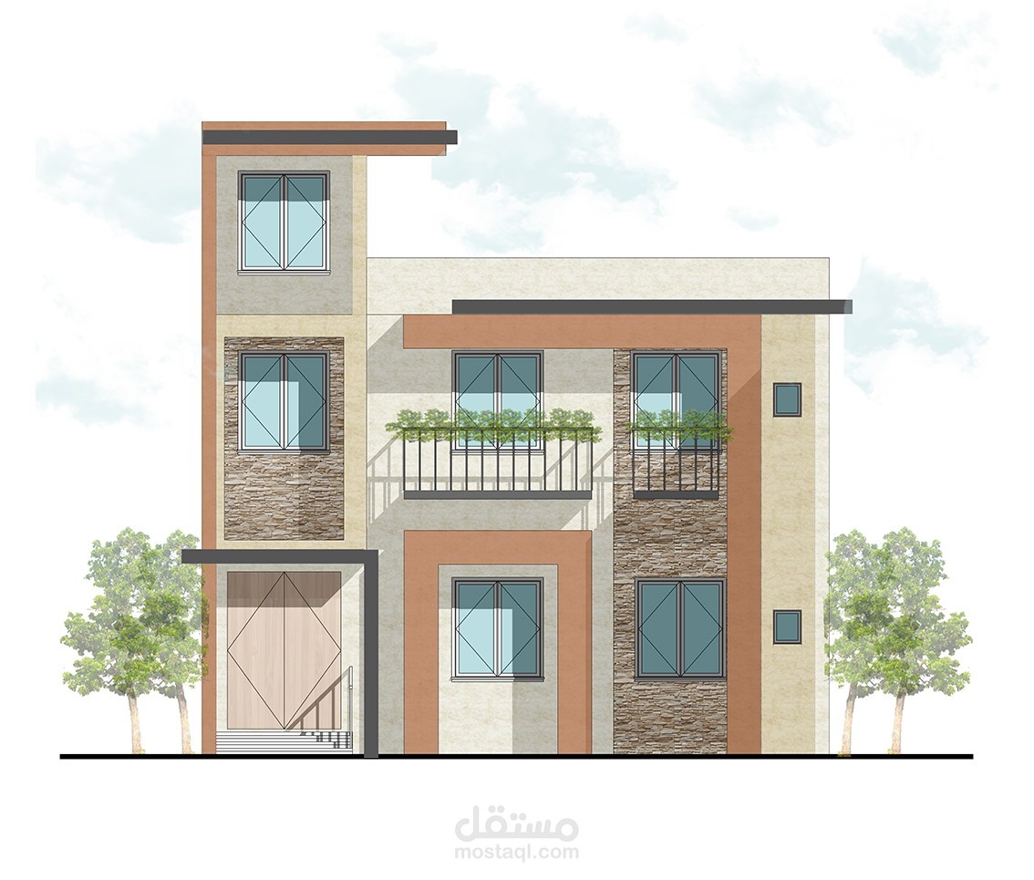 تصميم معماري لوحدات سكنية مختلفة