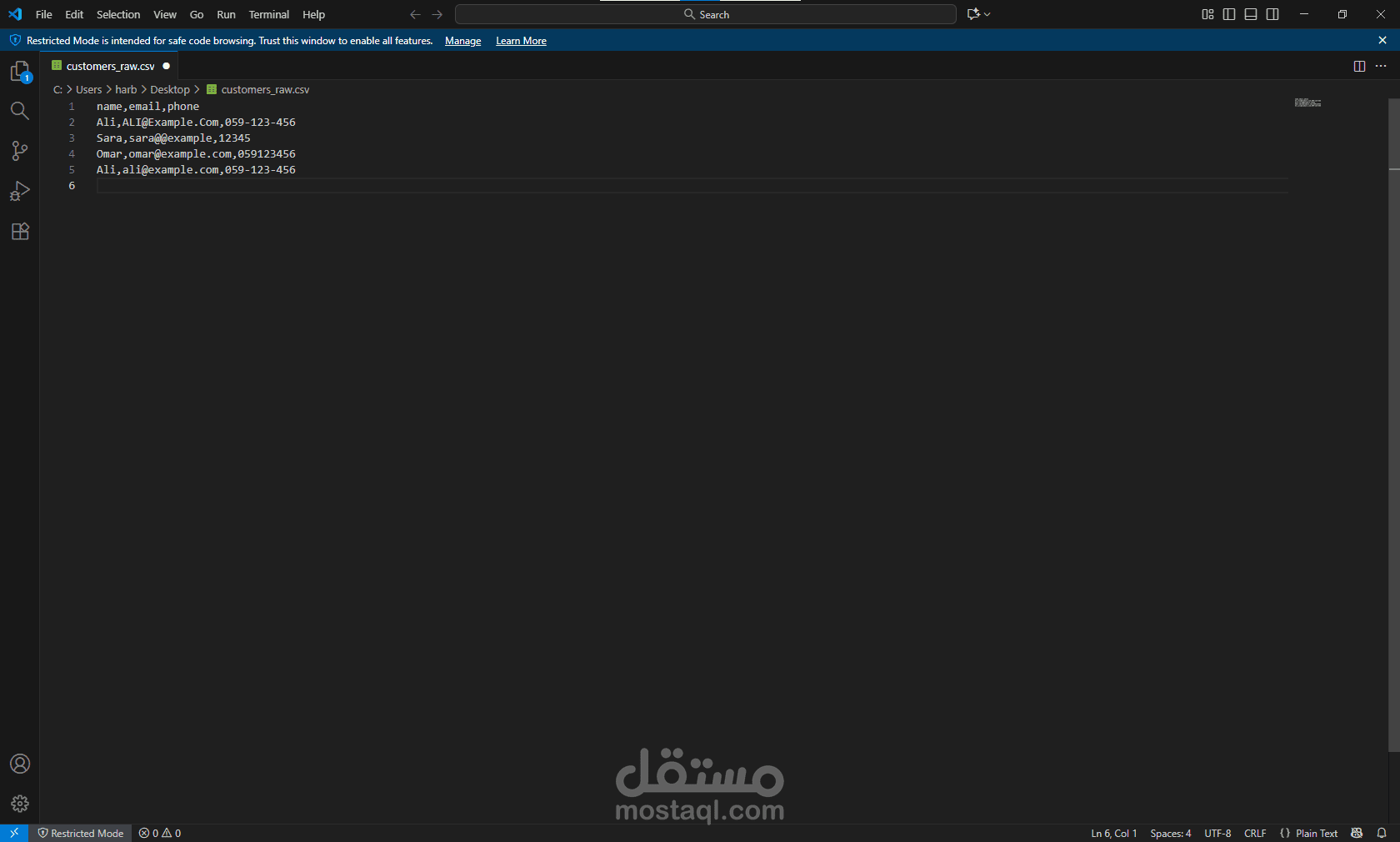 تنظيف بيانات العملاء باستخدام بايثون