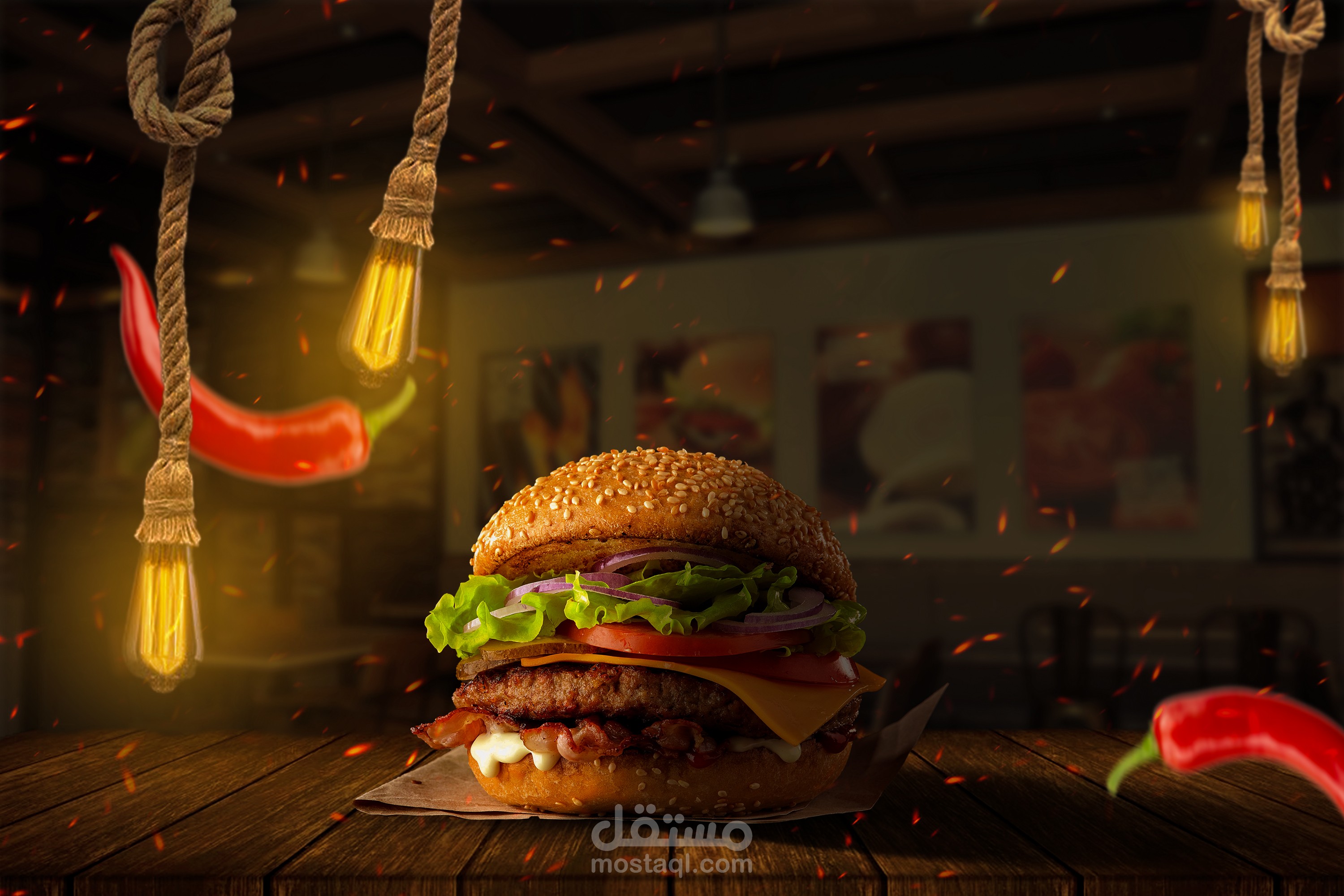 تصميم اعلان برجر للسوشيال ميديا