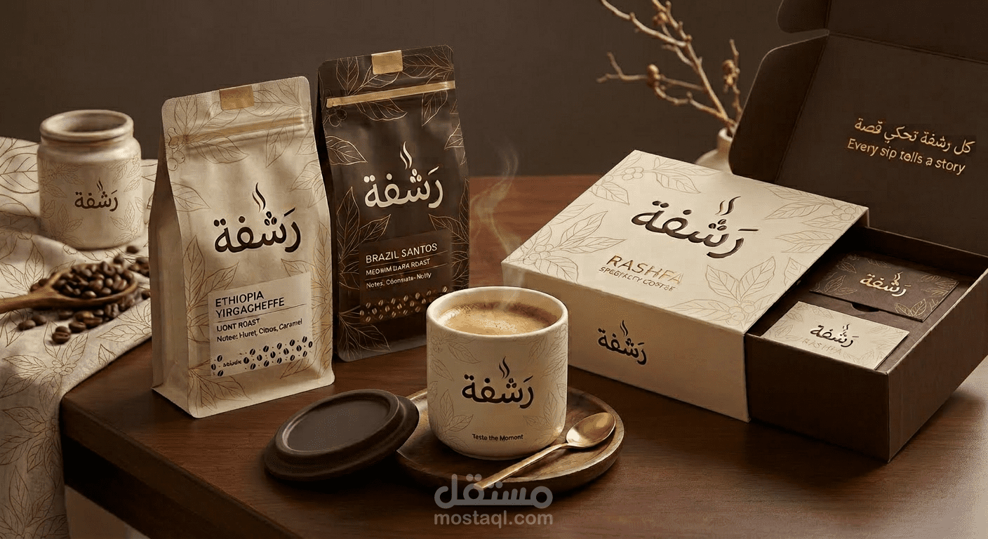 هوية تجارية لمشروع قهوة