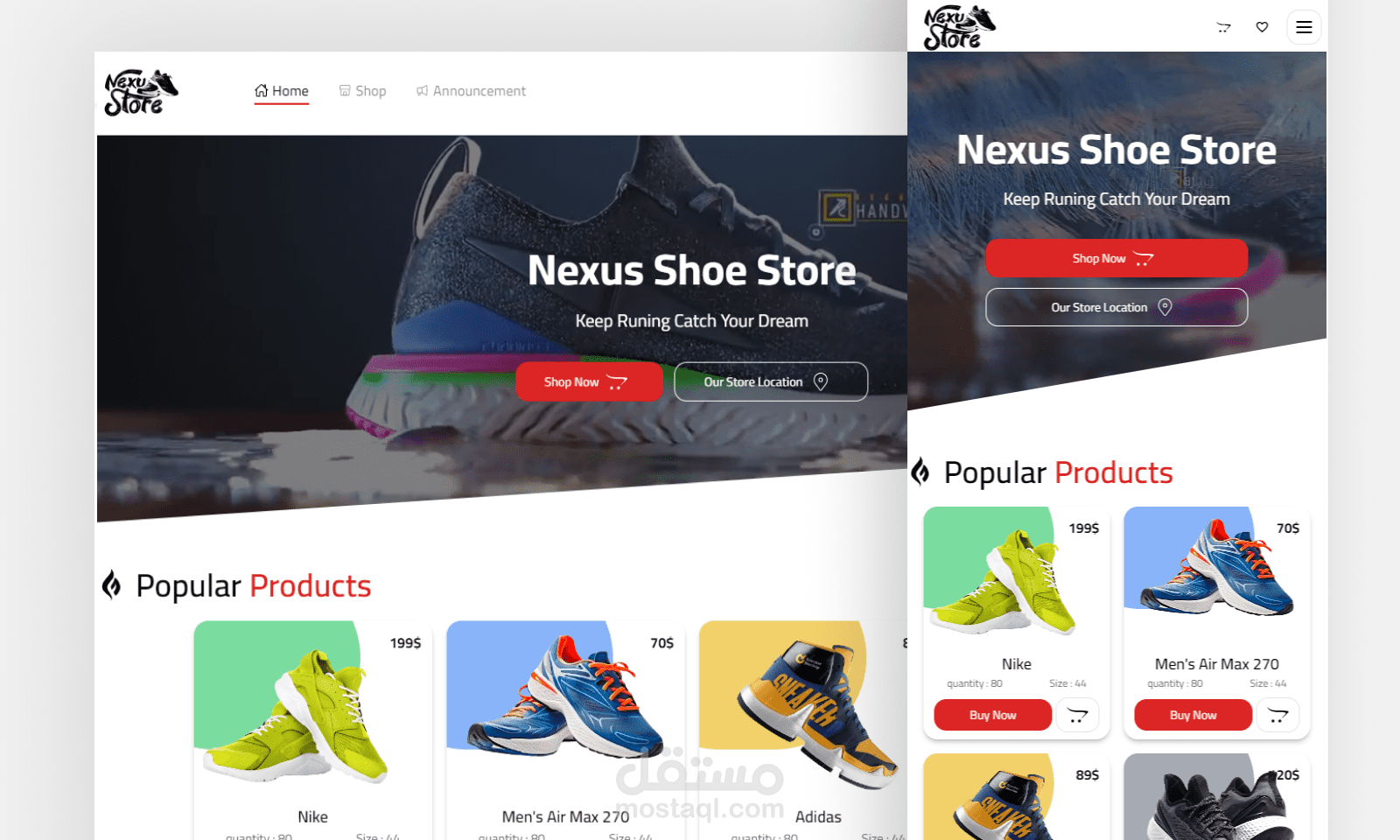 FullStack web Development - shoe store