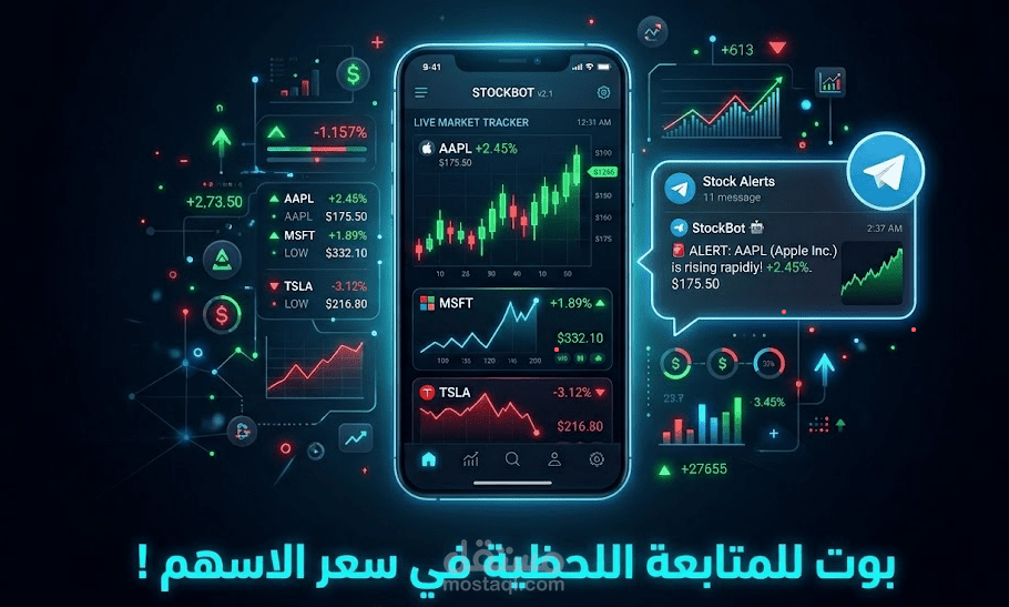 برمجة بوت تليجيرام لمتابعة التغير اللحظي لأسهم الشركات