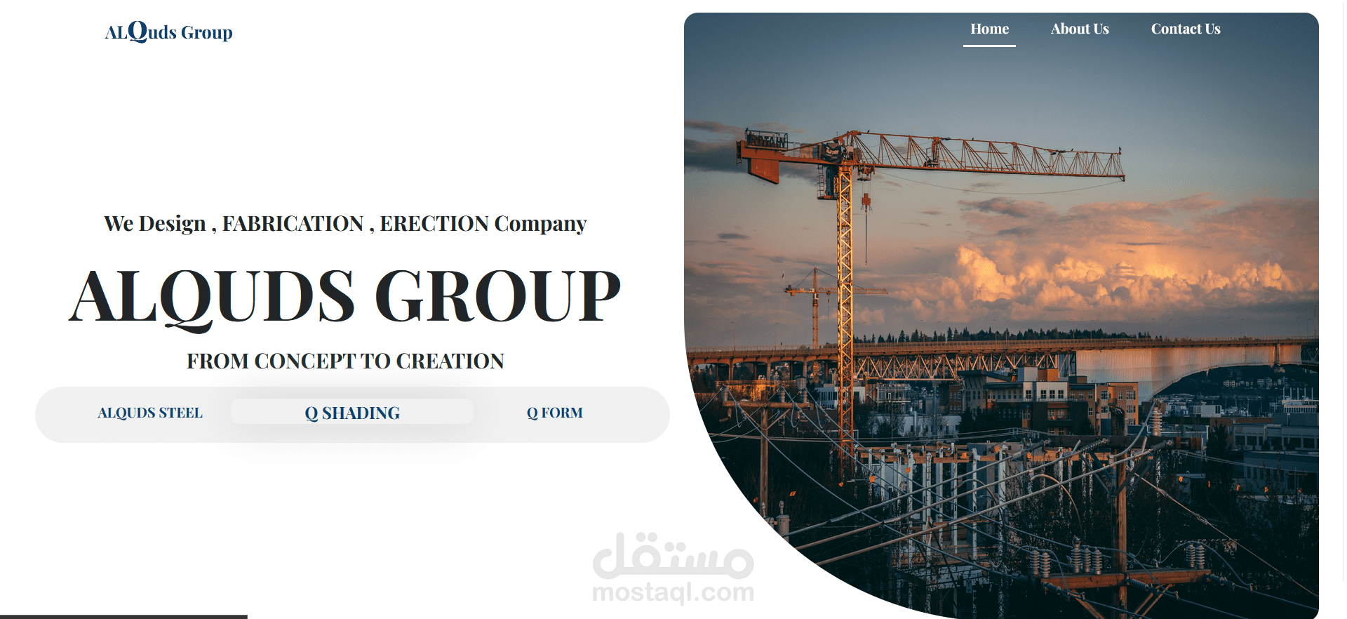 موقع مجموعة القدس للإنشاءات الحديدية باستخدام Angular