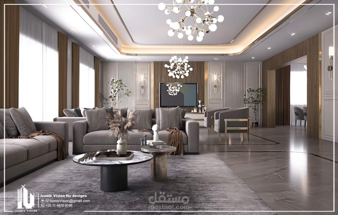 تصميم داخلى لفيلا مودرن بالقاهرة الكبرى