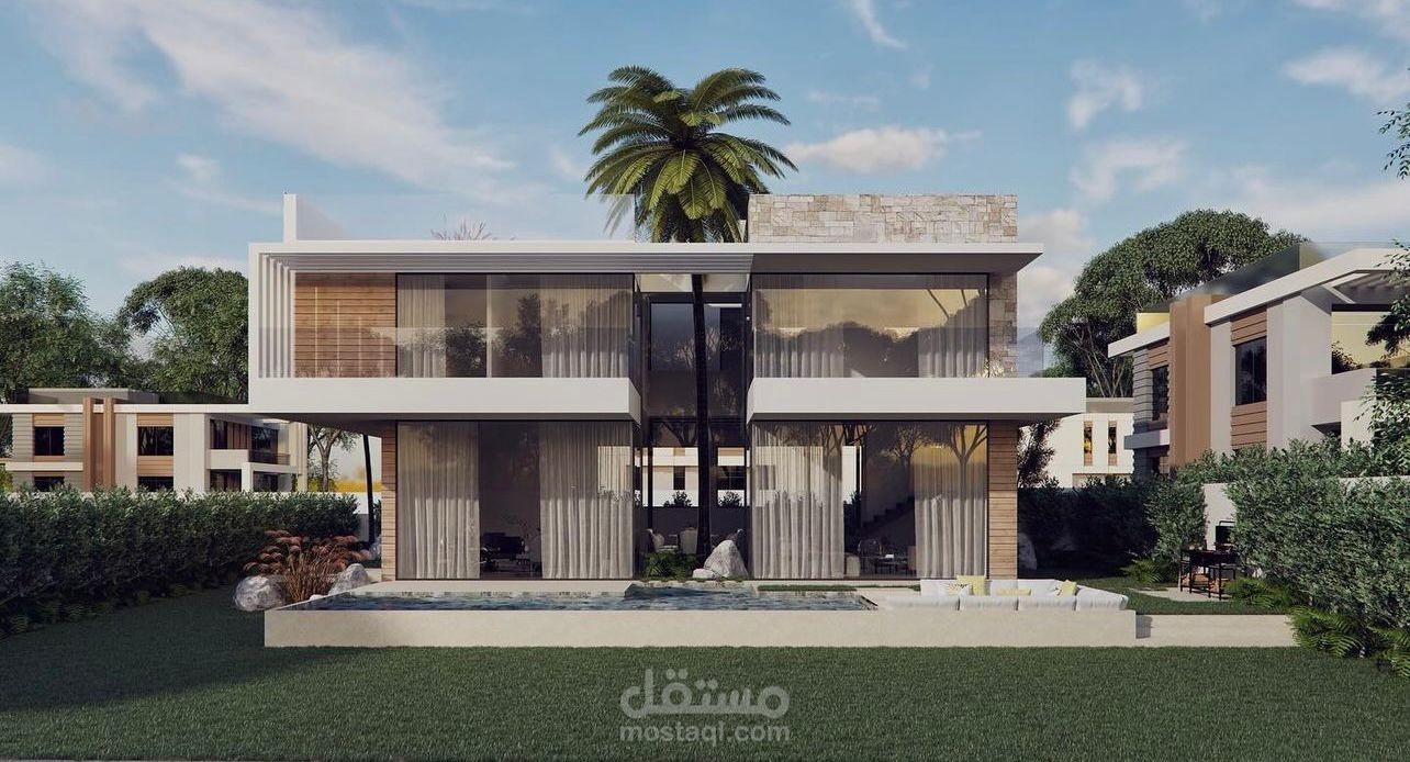 التصميم الداخلي و الخارجي و الإخراج المعماري لفيلا