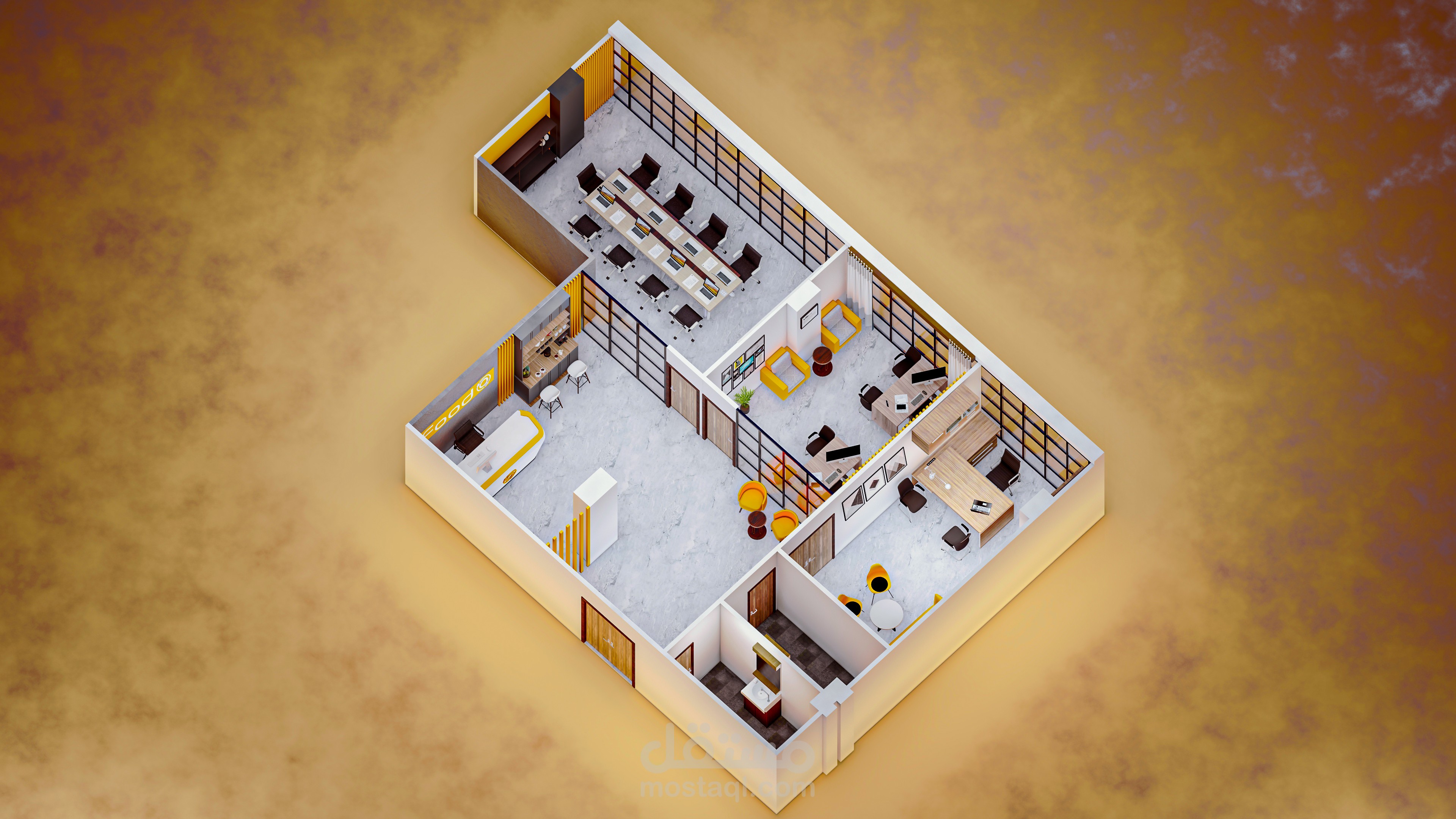 تصميم كامل لمقر شركة FOOD STARTUP  بالكويت