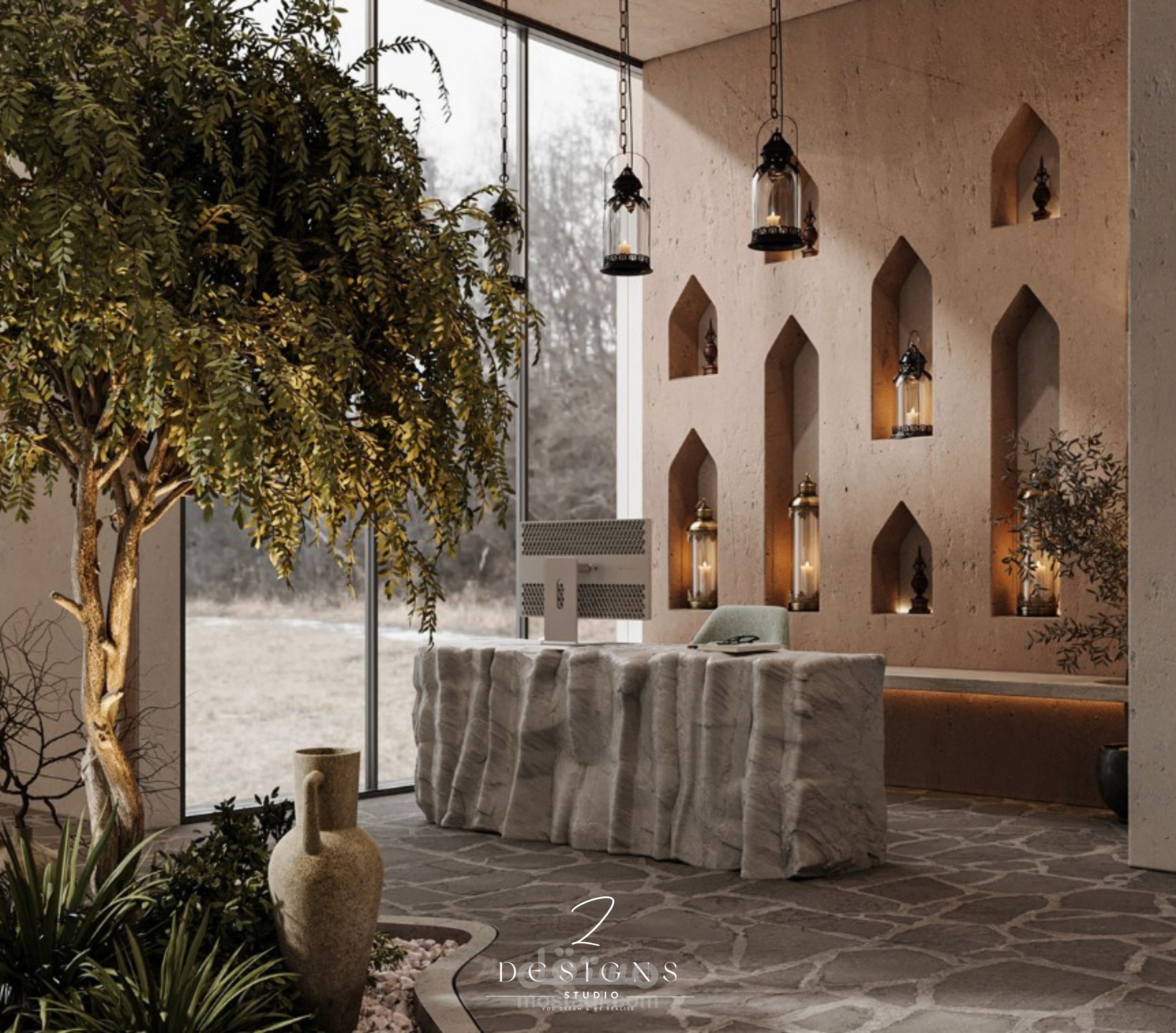 تصميم راقٍ لمركز تجميل وسبا بستايل النجدي  واحد من تصميماتي لأعتز بها كثيرا