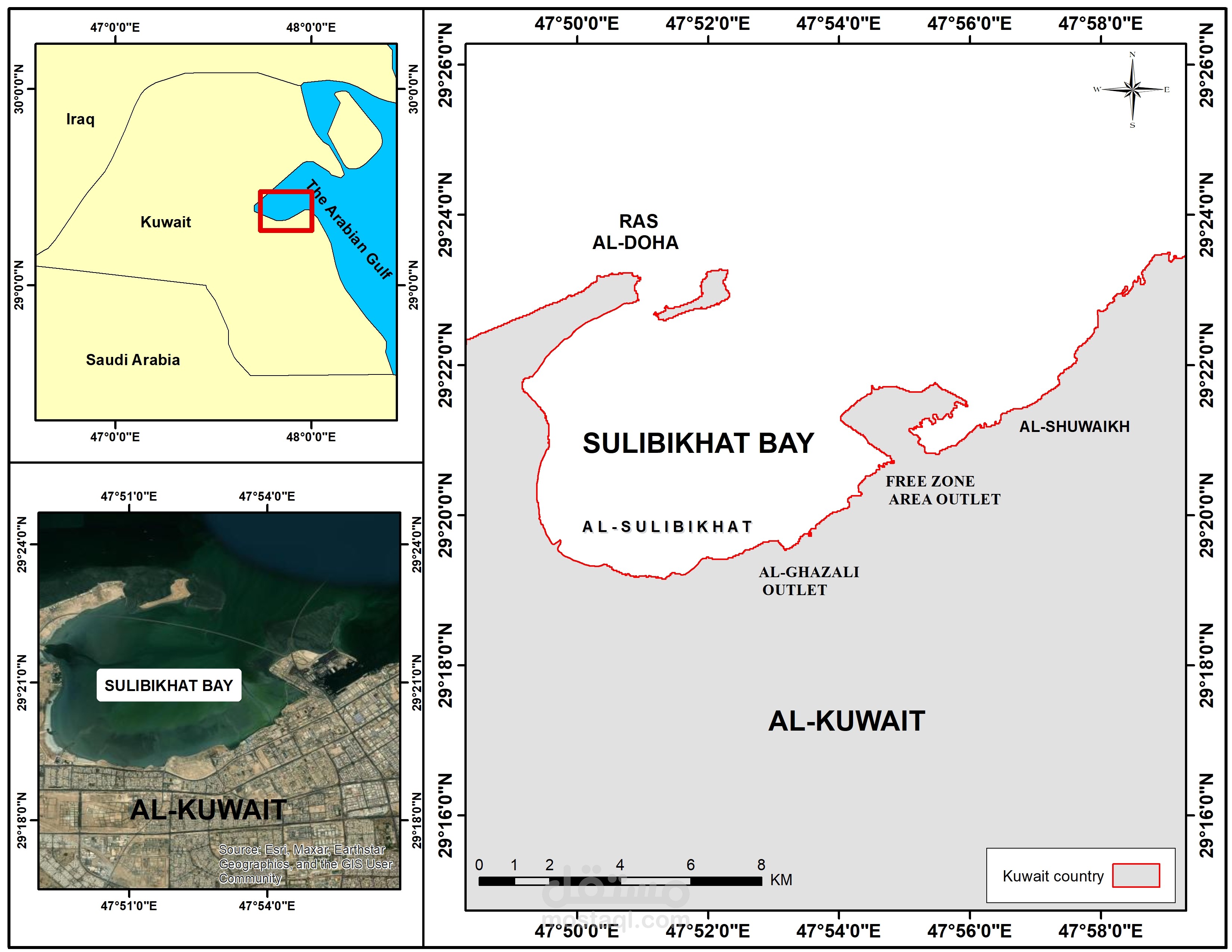 عمل خرائط لخليج الصليبخات بالكويت