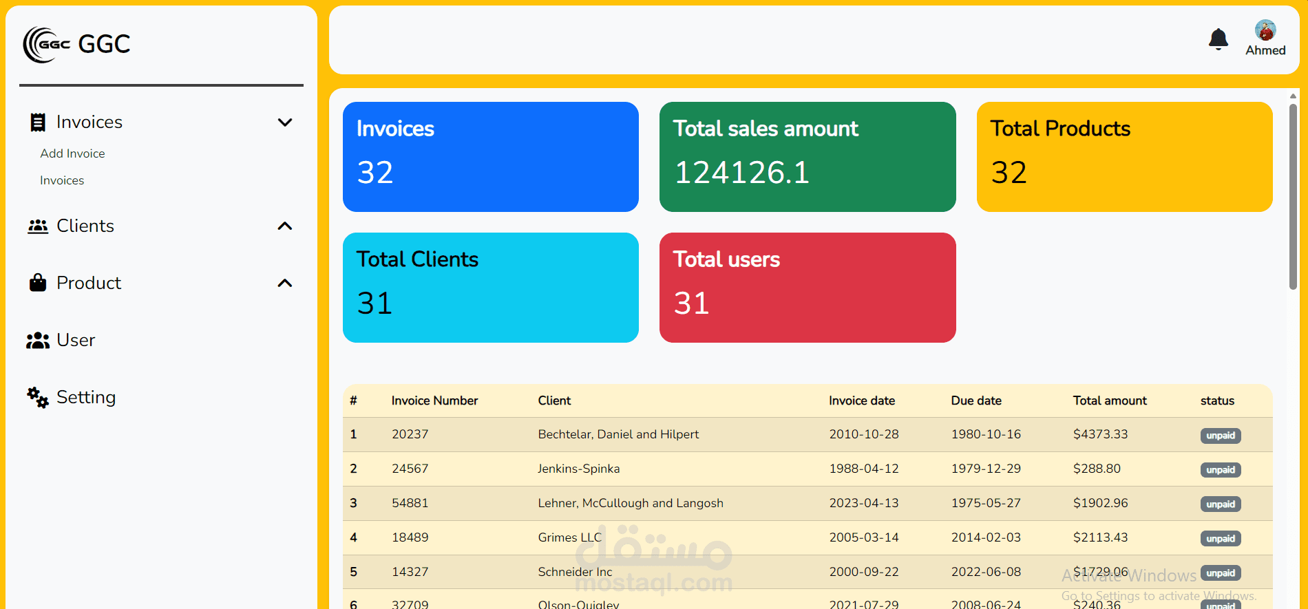 Invoices app