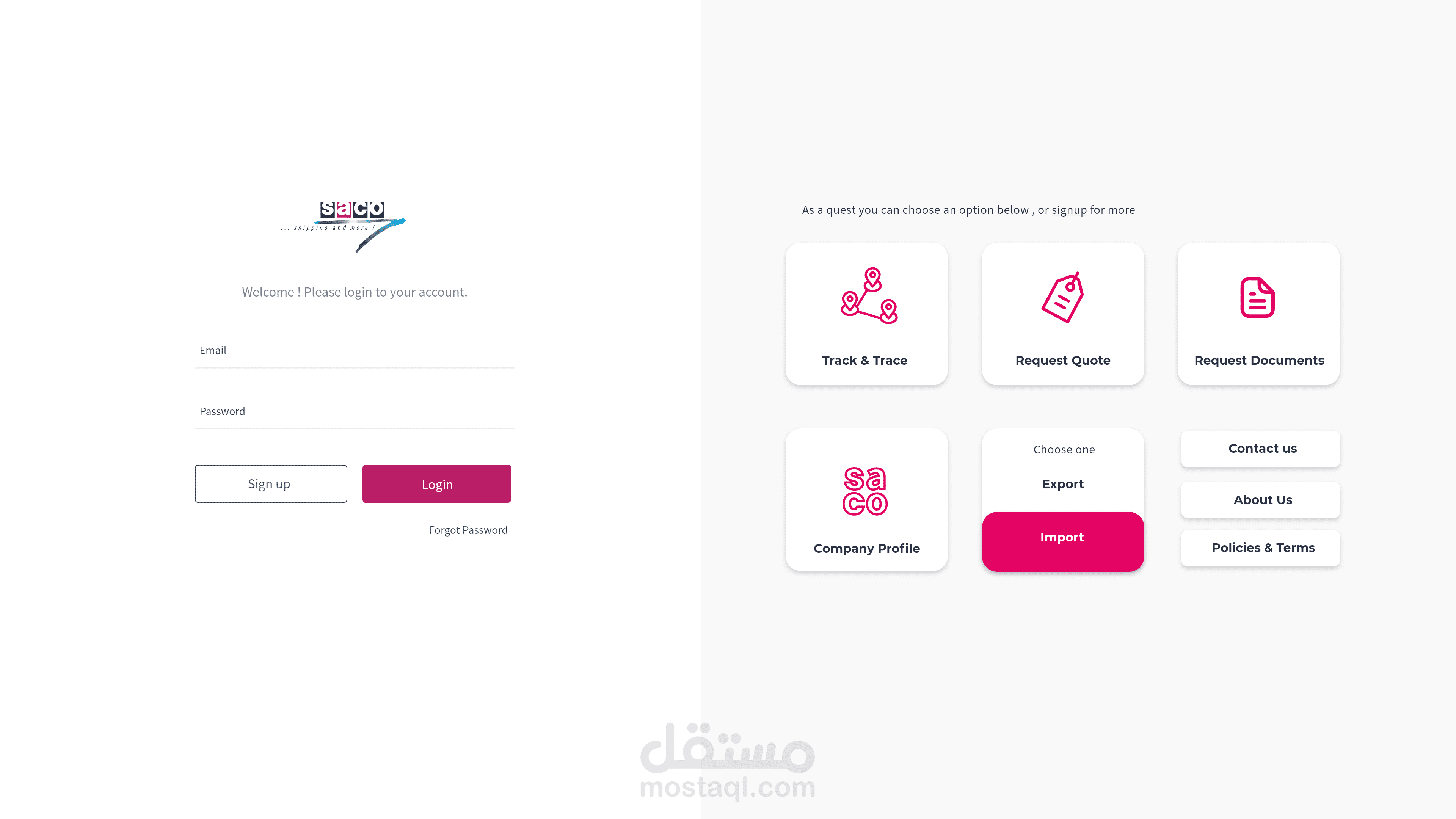 Saco Customer portal