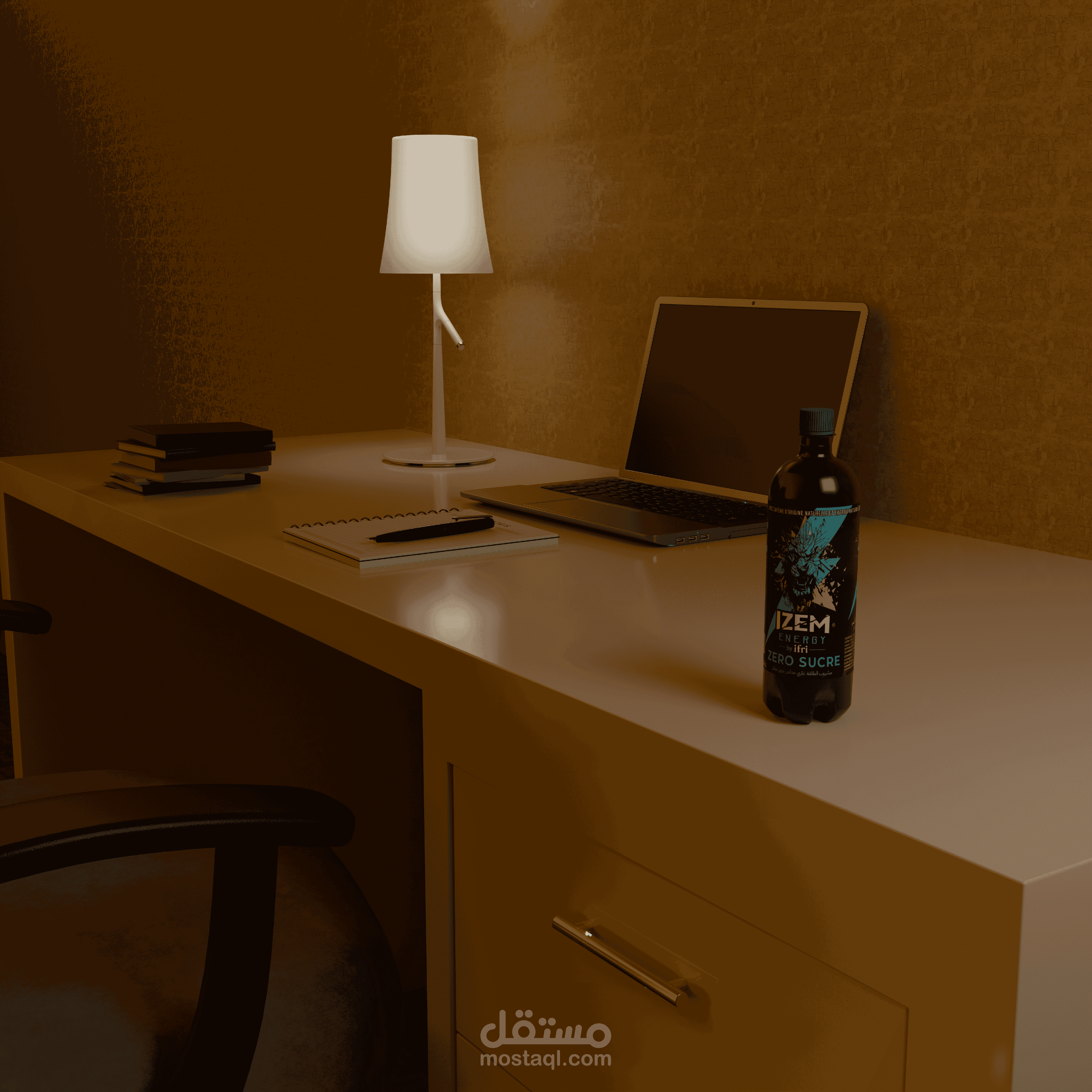 تصميم ثلاثي الابعاد لمشروب الطاقة izem و عمل بيئة ثلاثية الابعاد للاعلان