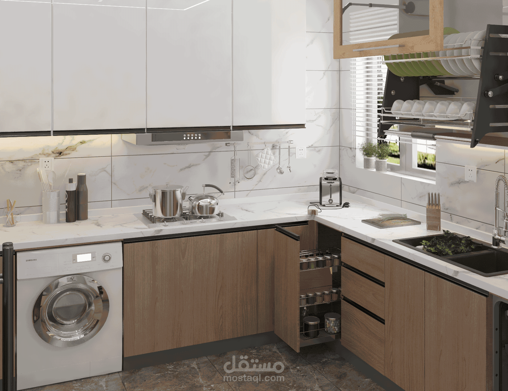 تصميم حديث لمطبخ عصري .
