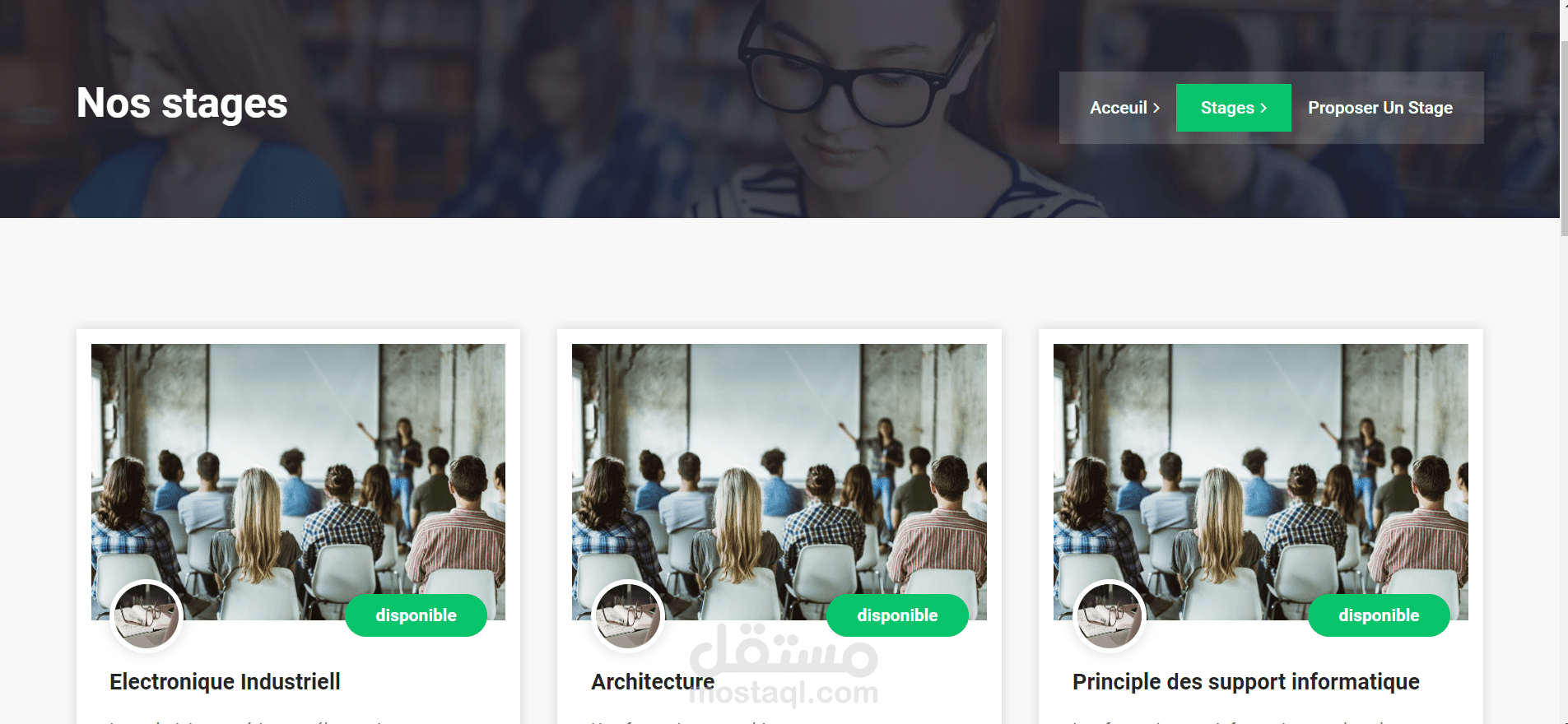 site web pour un centre de formation