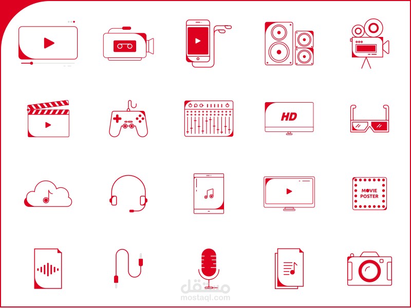 أيقونات Media الإعلامية