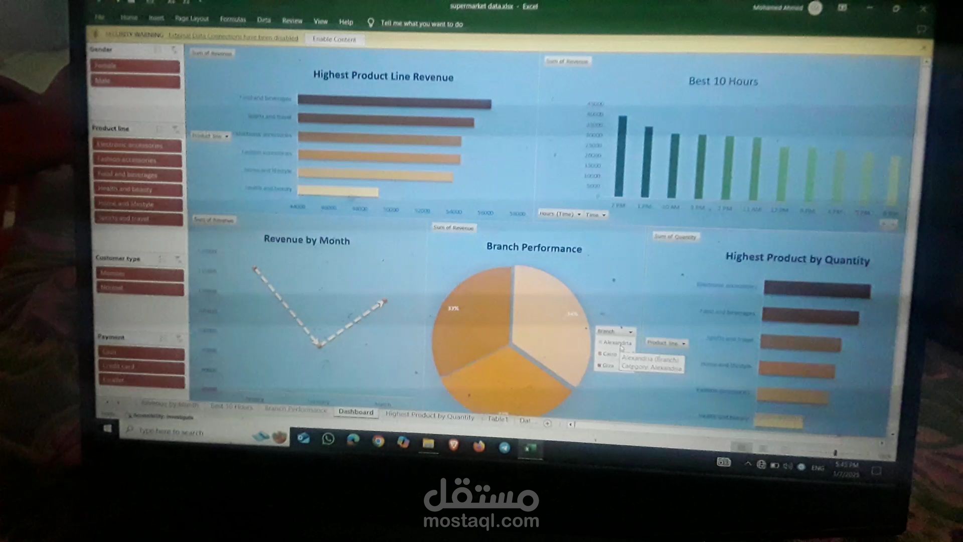 Supermarket Analysis Project Completed Using Excel