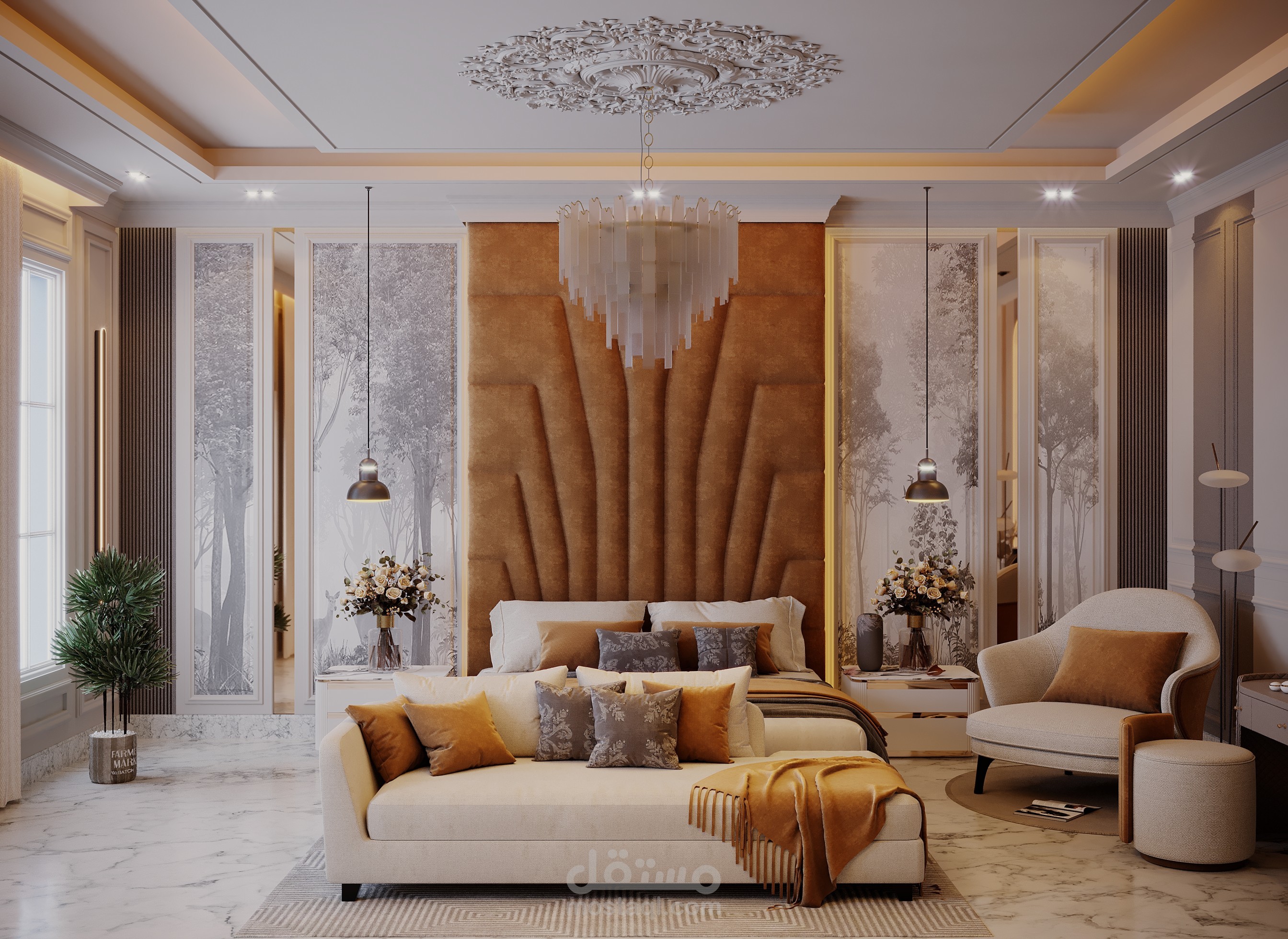 تصميم جناح نوم رئيسي .