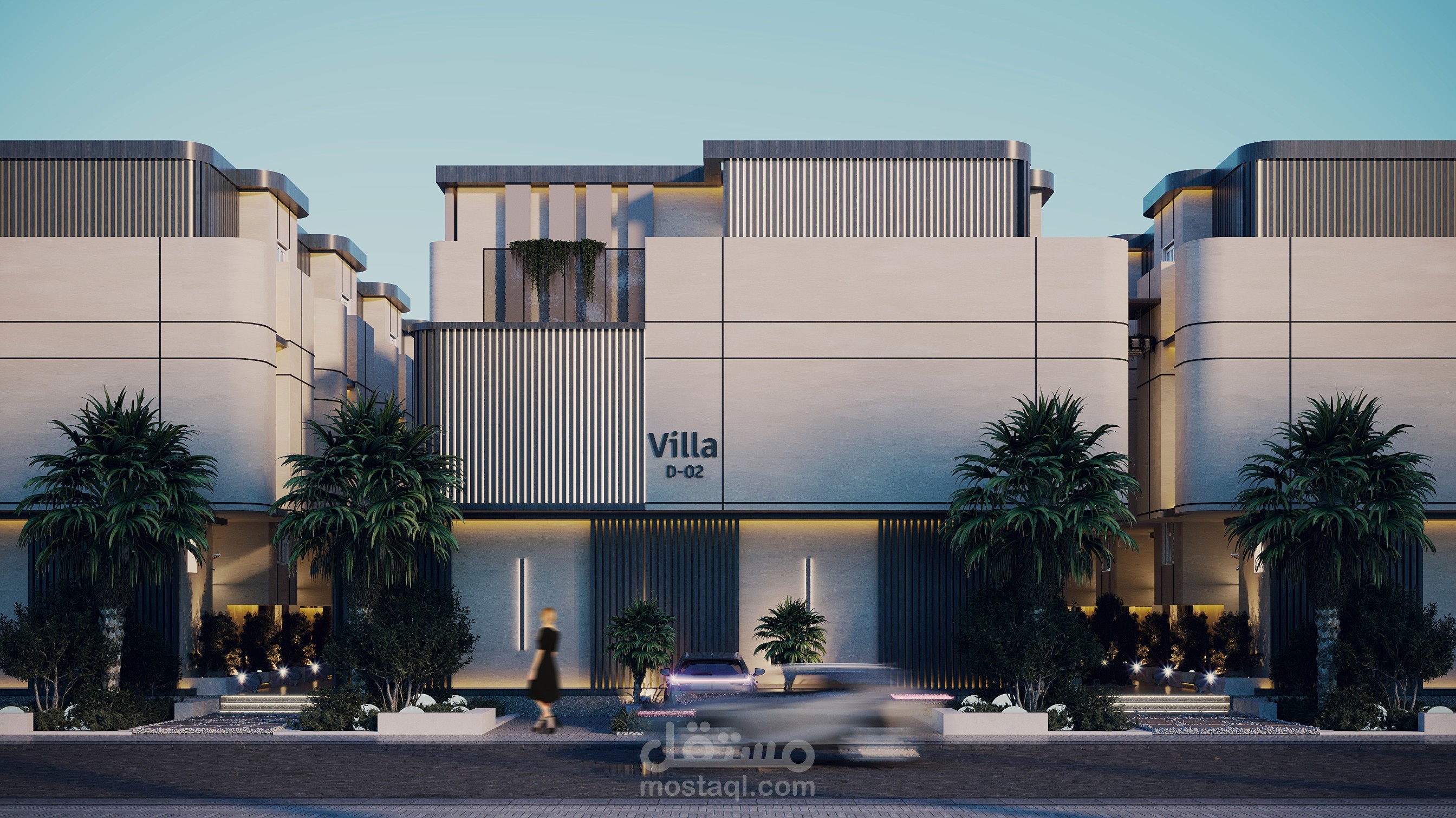 تصميم واجهة مجمع سكني بمدينة الرياض .