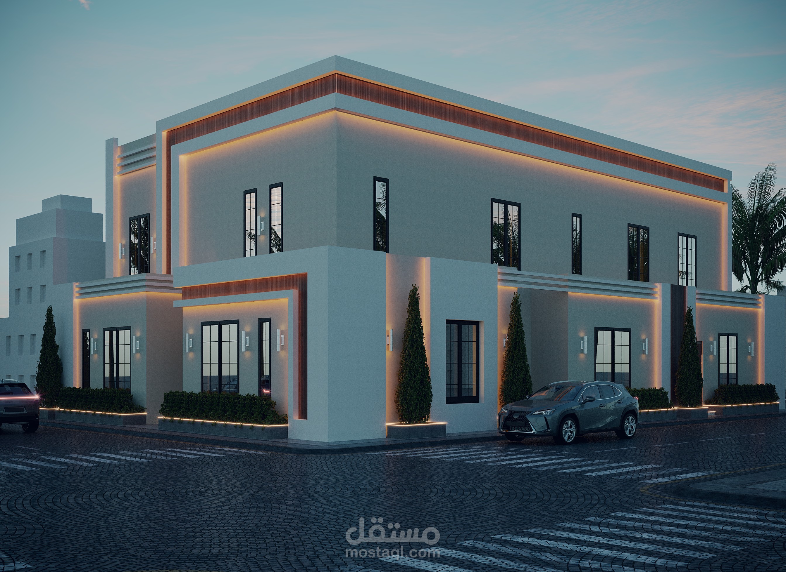 تصميم واجهة فيلا بدولة الكويت .