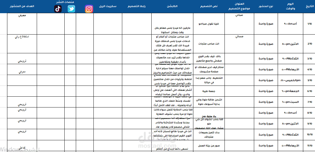خطة محتوى رقمي