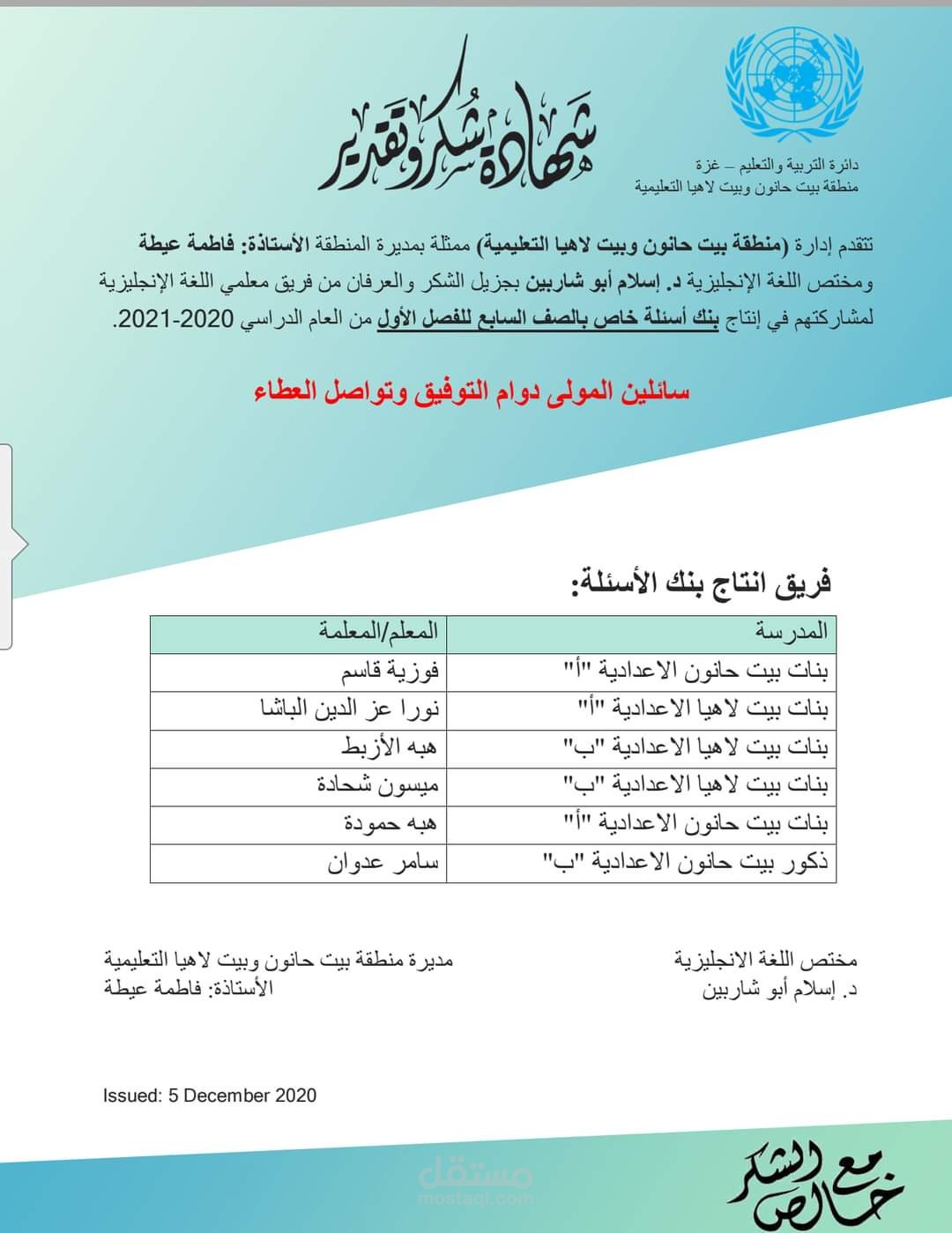 شهادات التميز والخبرة في تدريس اللغة الإنجليزية