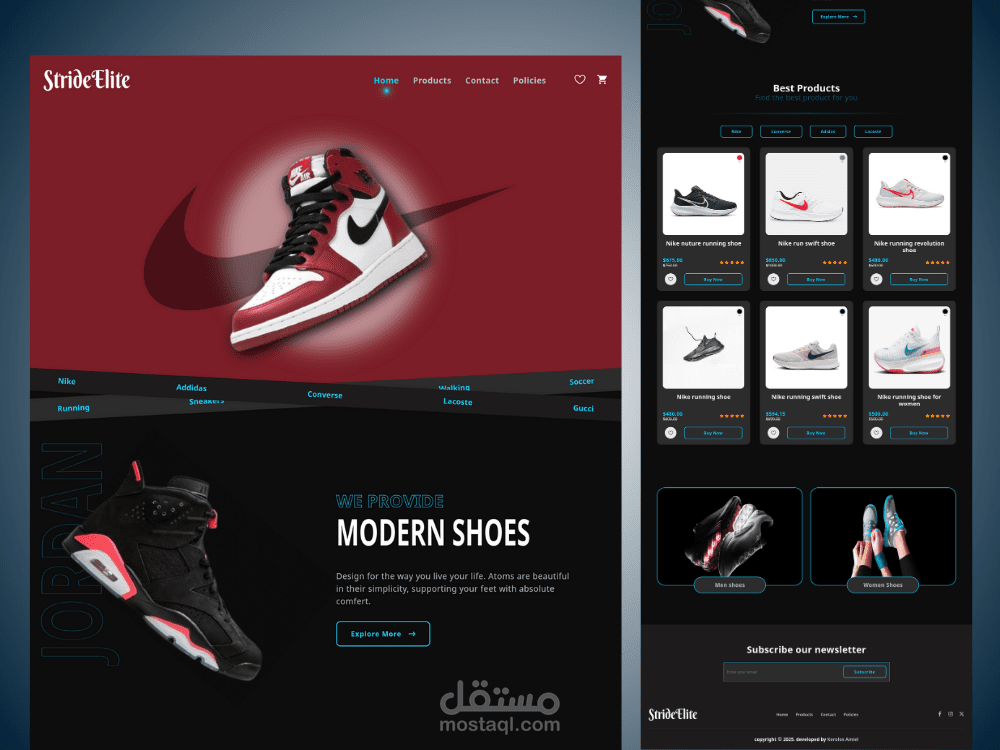 منصة StrideElite - متجر إلكتروني لبيع الأحذية الرياضية