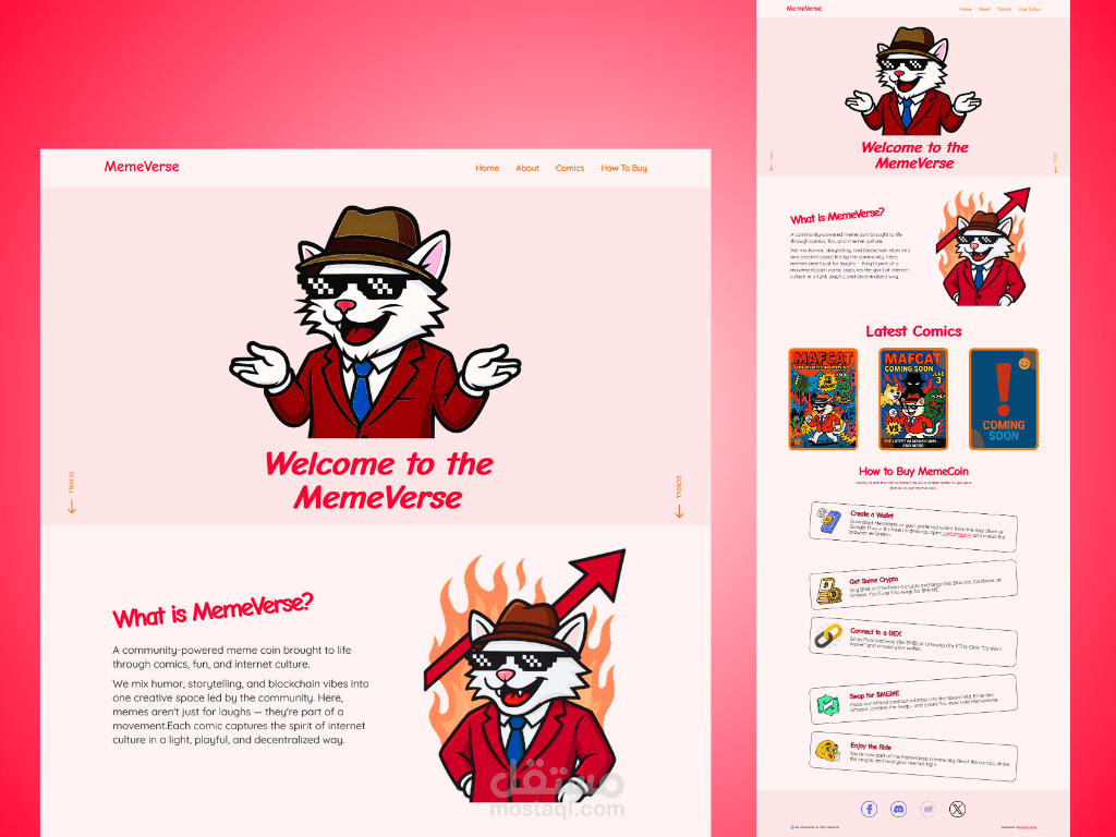 Comic Landing Page for Meme Coin