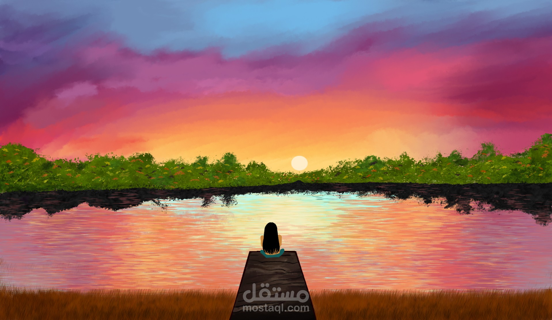 Digital Painting ,landscape and sunset