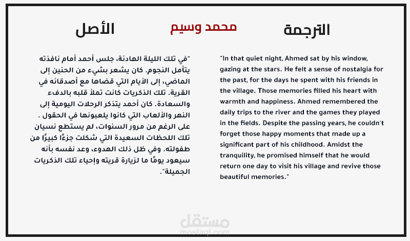 ترجمة رواية أدبية من العربية للإنجليزية