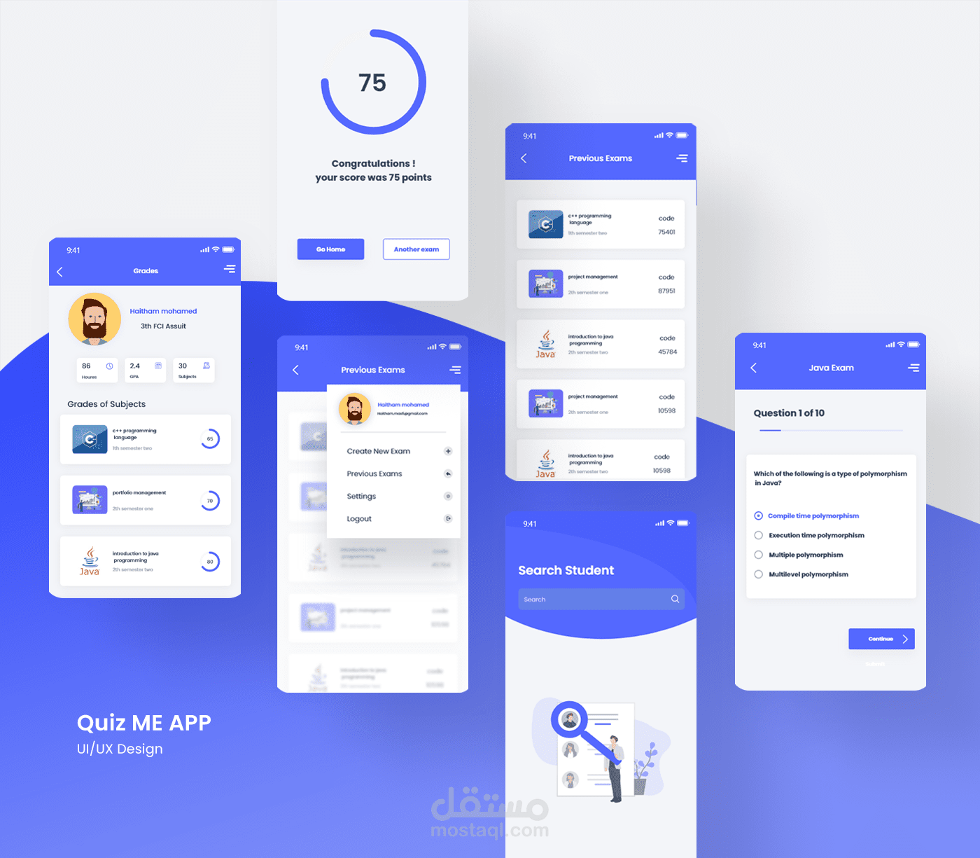 Quiz me app ui deisgn