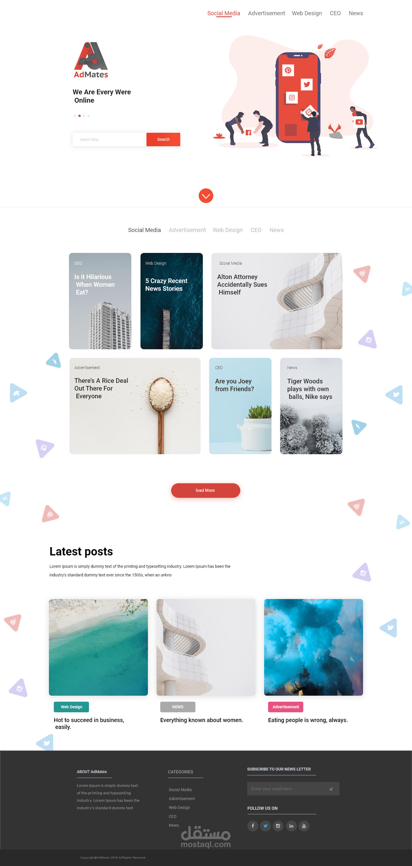 تصميم واجهة مدونة لموقع الكتروني