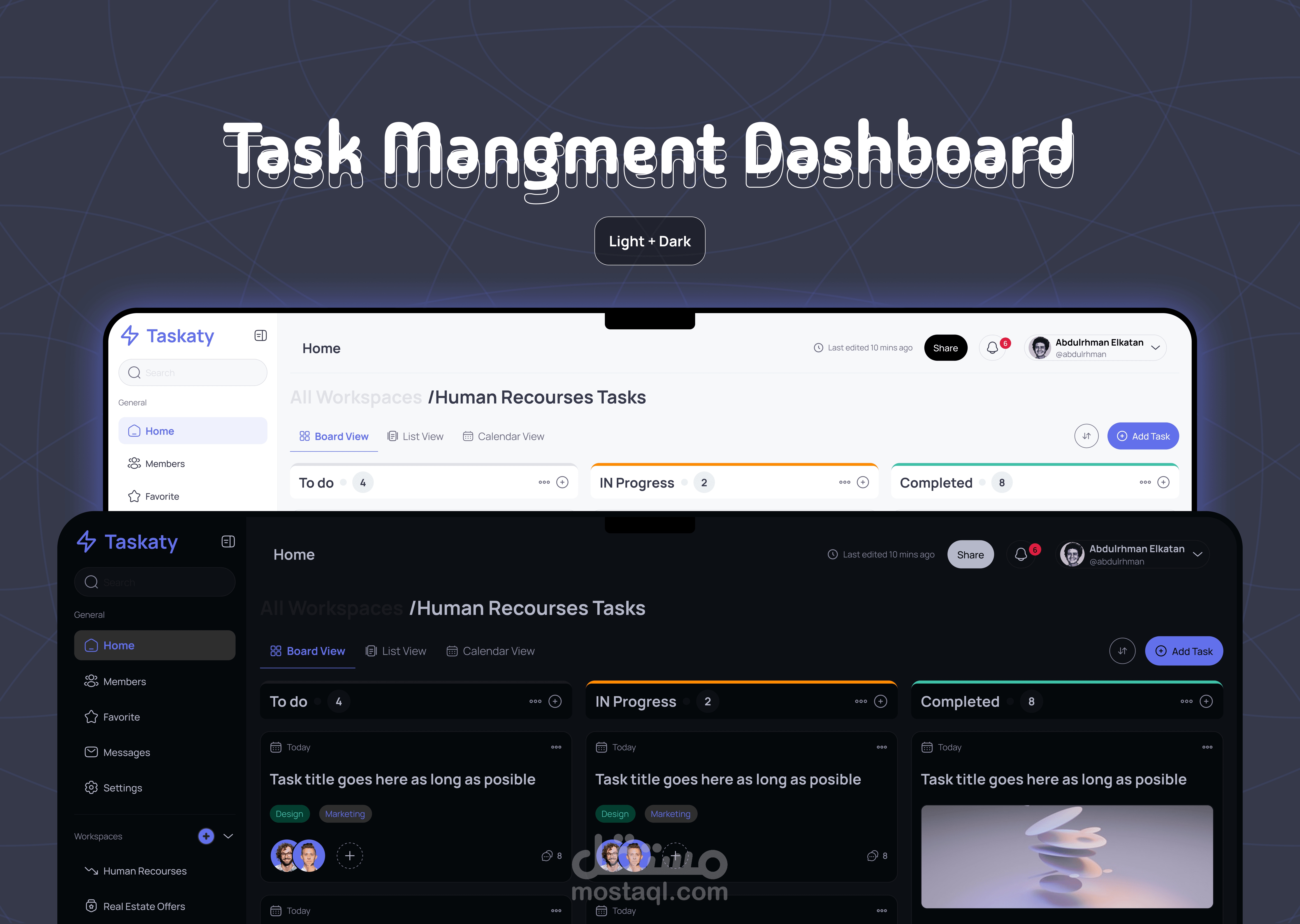 Task Mangment Dashboard UI Design