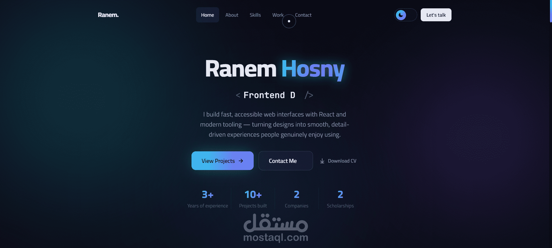 تصميم وتطوير Portfolio شخصي  Front-End