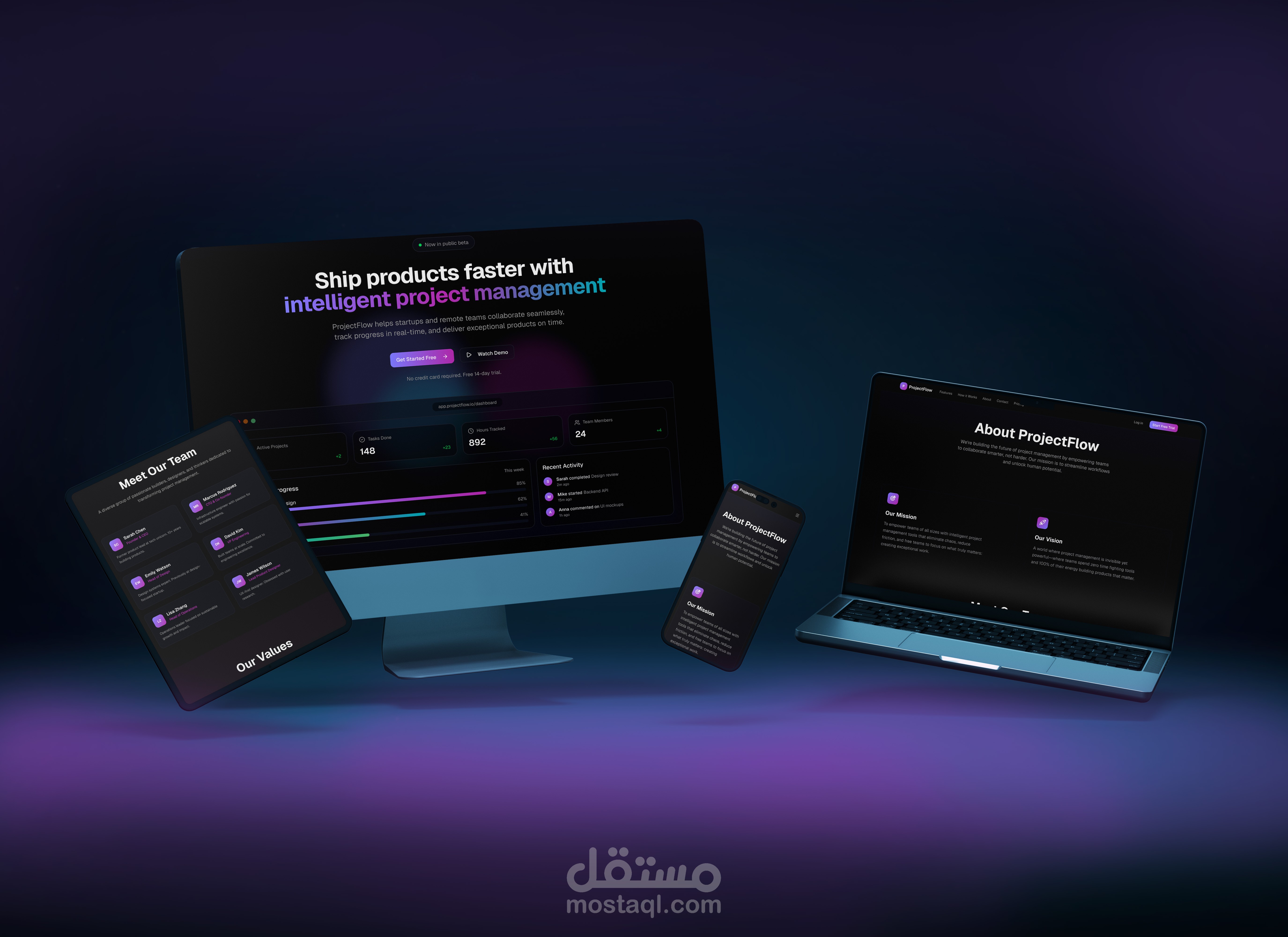 منصة متكاملة لإدارة المشاريع والمهام للمستقلين Full-SaaS Platform