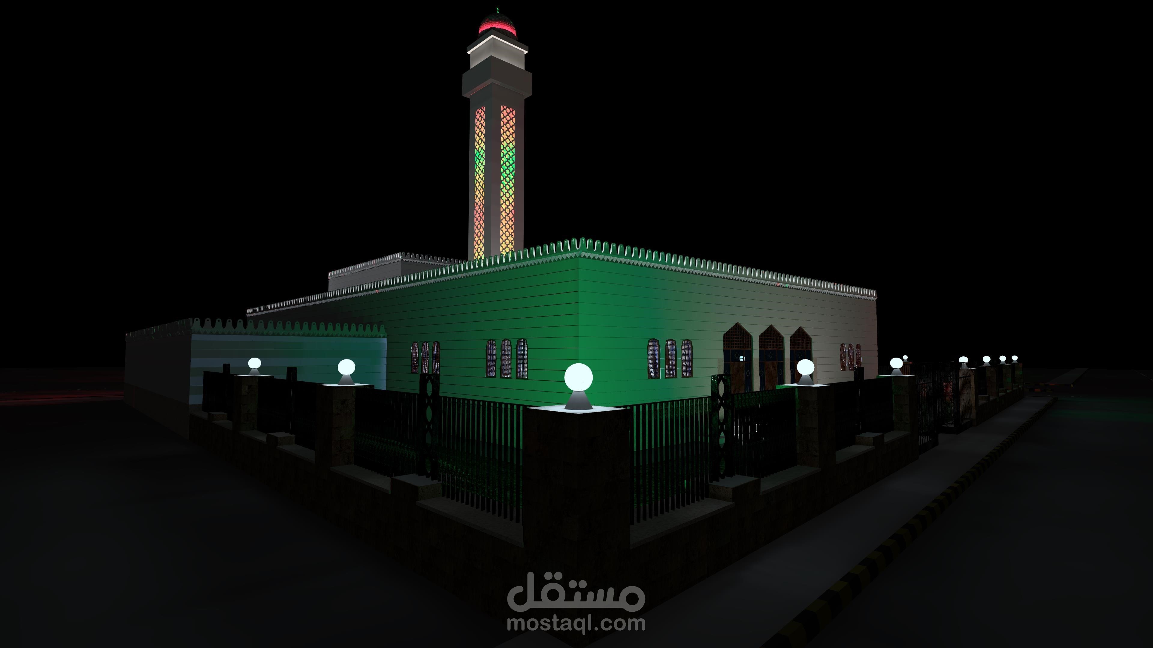تصميم الانارة الخارجية لمسجد