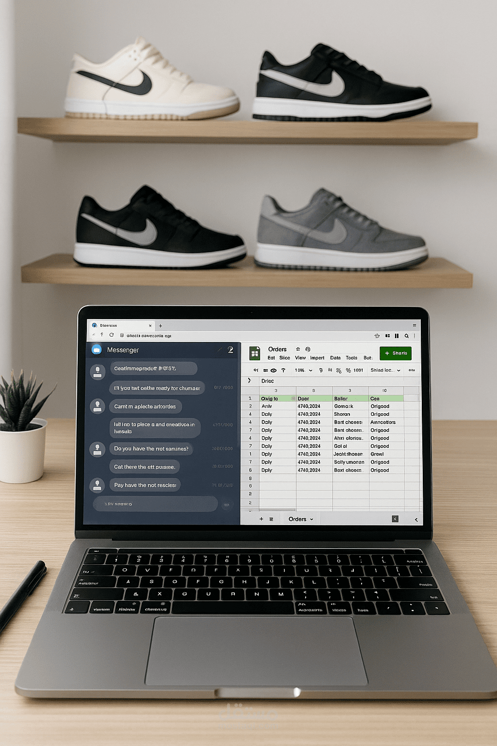 إدارة محادثات العملاء و تسجيل الطلبات على Google sheets