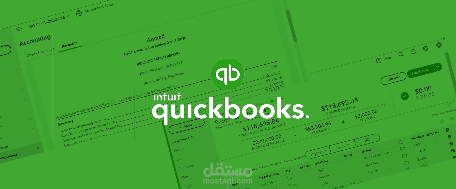 استخراج التقارير المالية وعمل التسويات البنكية من برنامج QuickBooks