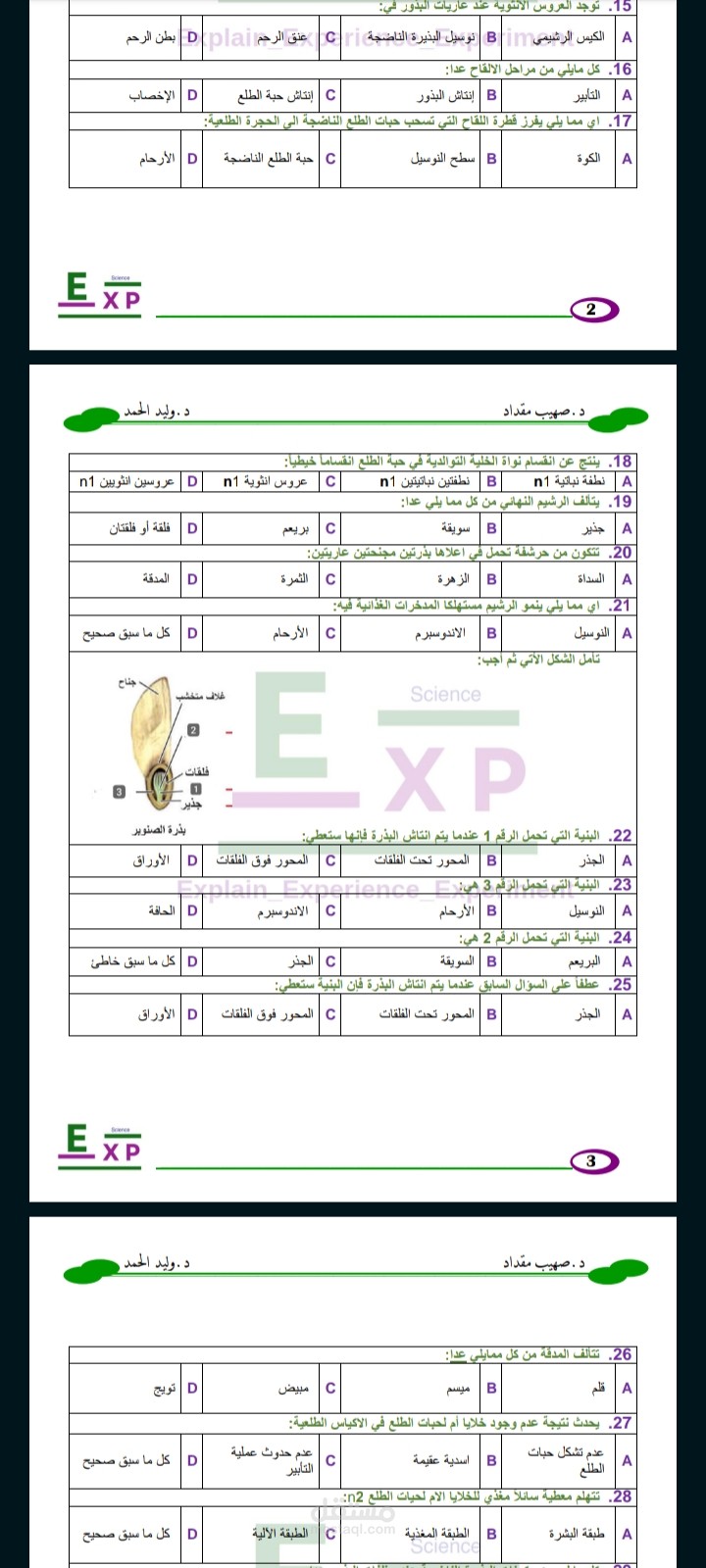 أسئلة امتحان لفريق تعليمي للبكالوريا