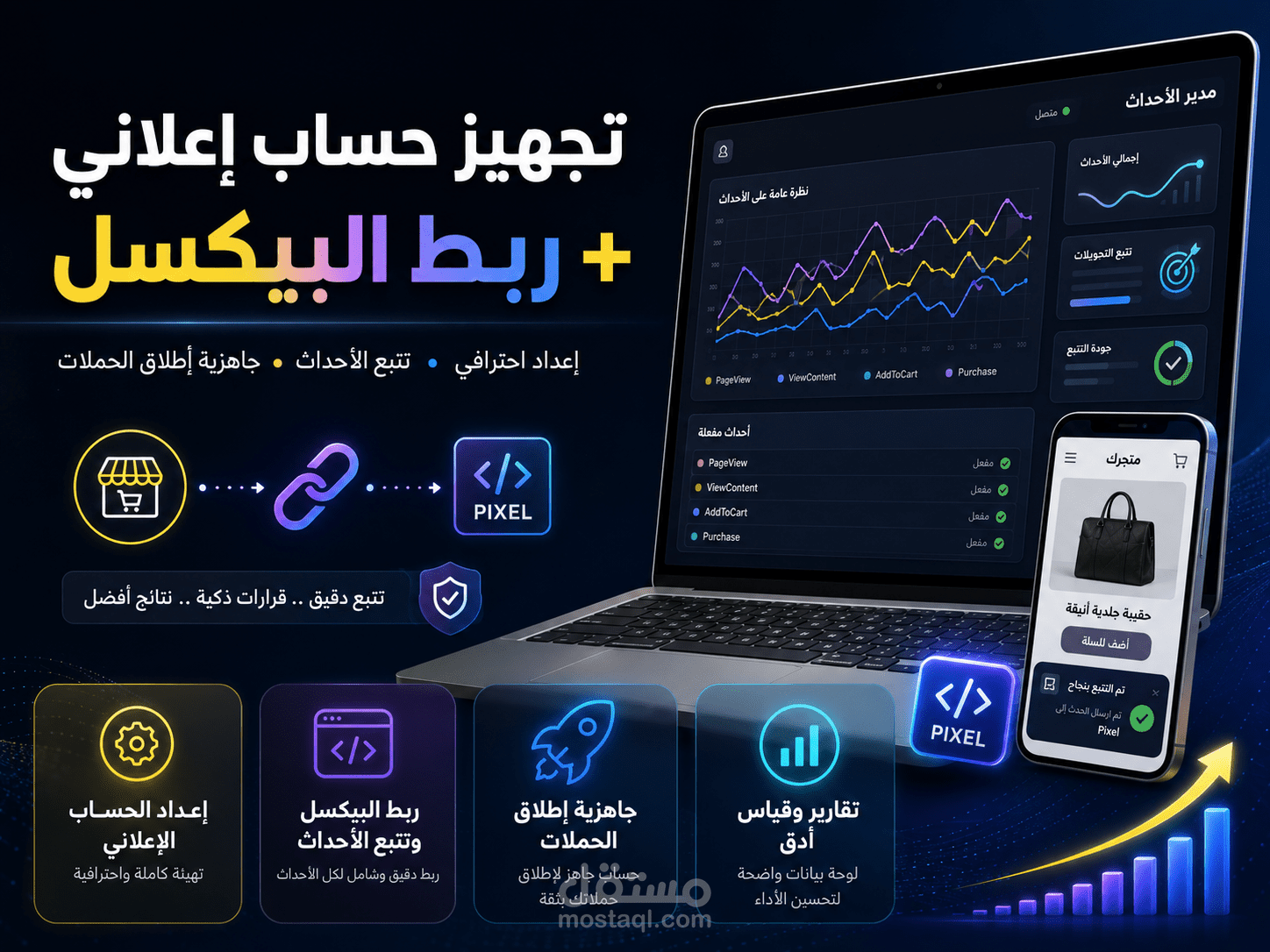 تجهيز حساب إعلاني وربط البيكسل وتتبع الأحداث