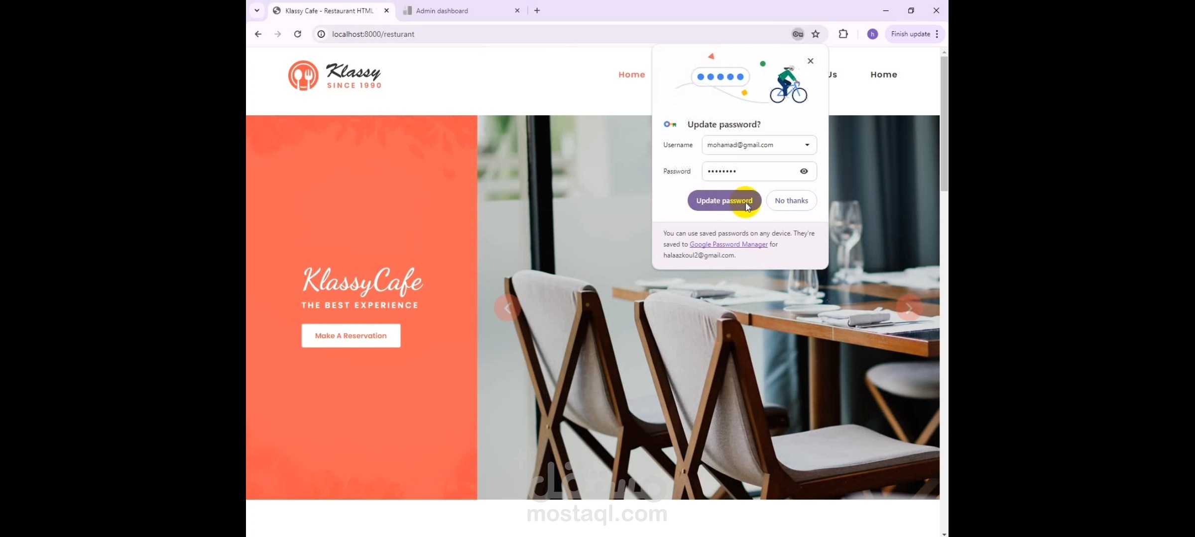 Restaurant web site