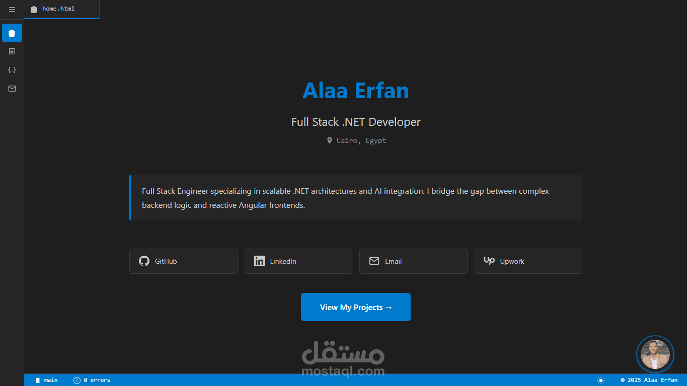 الموقع الشخصي التعريفي (Portfolio) - تصميم عصري عالي الأداء