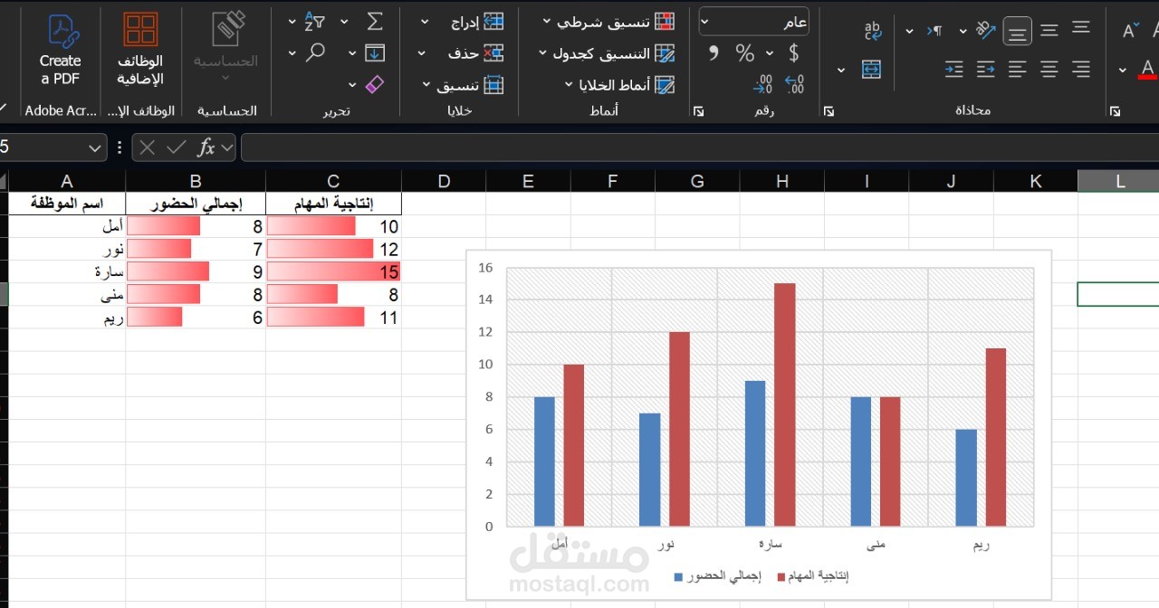 اكسل وادخل لبيانات