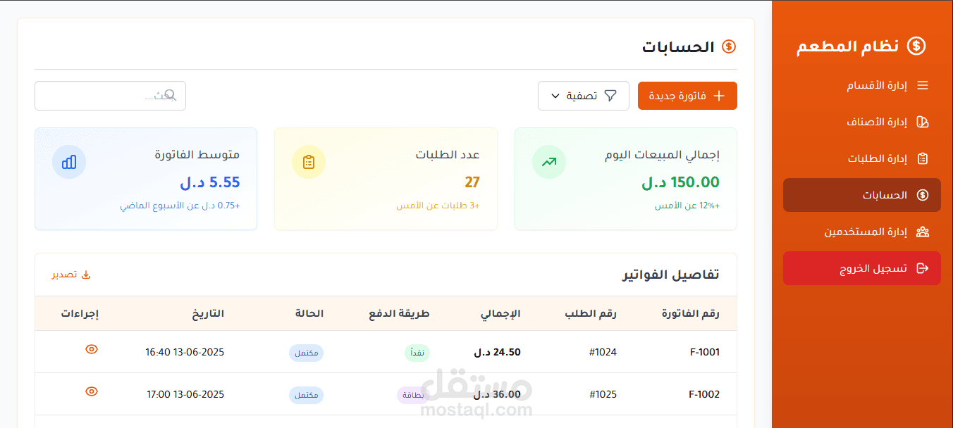 نظام ادارة مطاعم