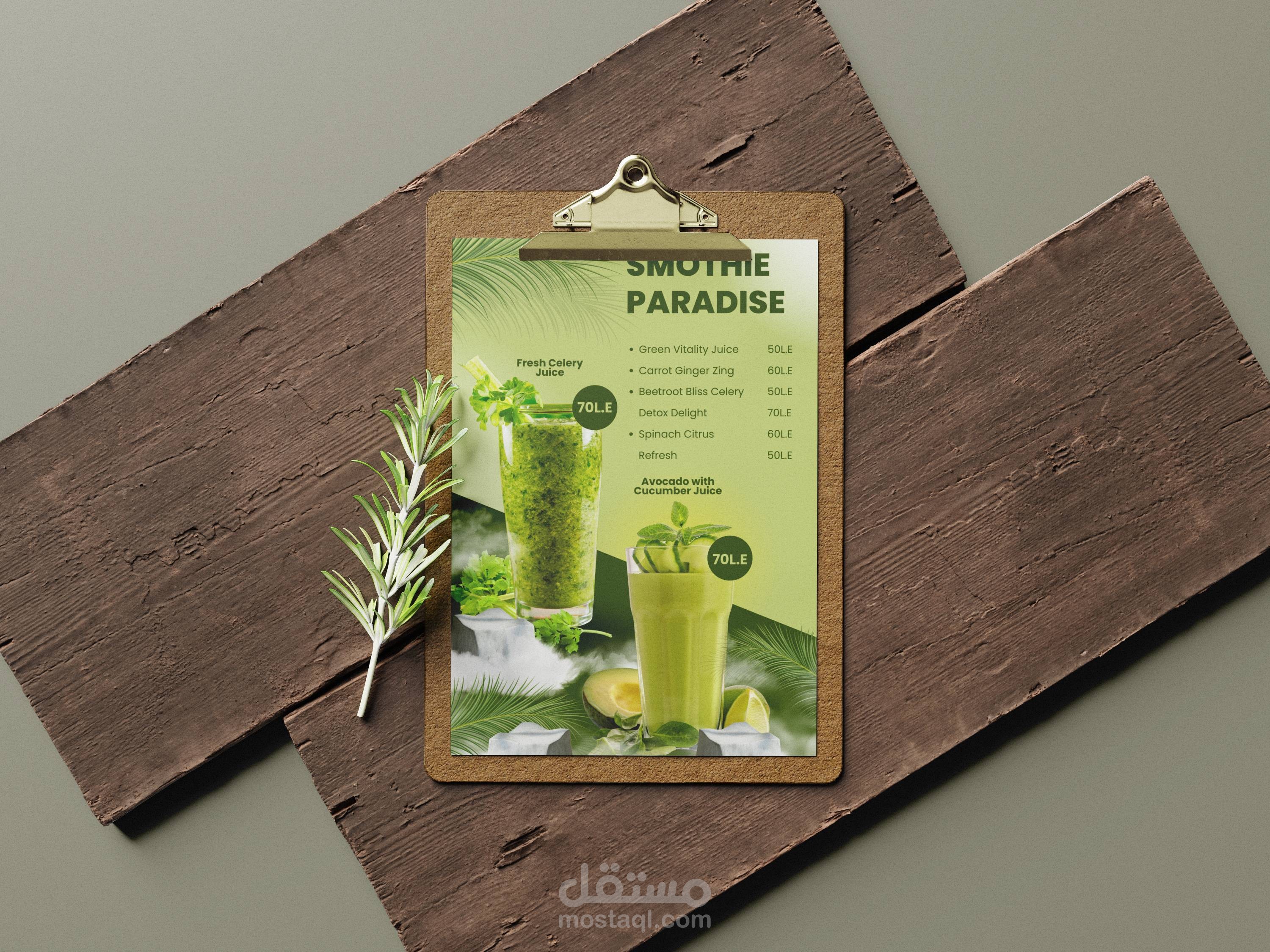 menu design (تصميم منيو لمحل مشروبات)