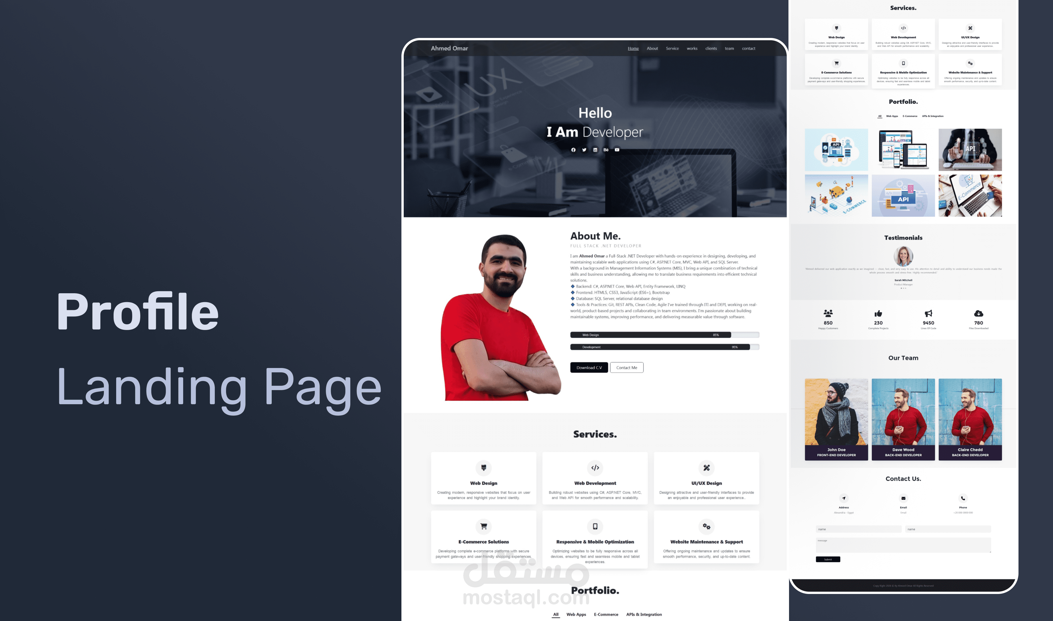 صفحة هبوط شخصية احترافية متجاوبة
