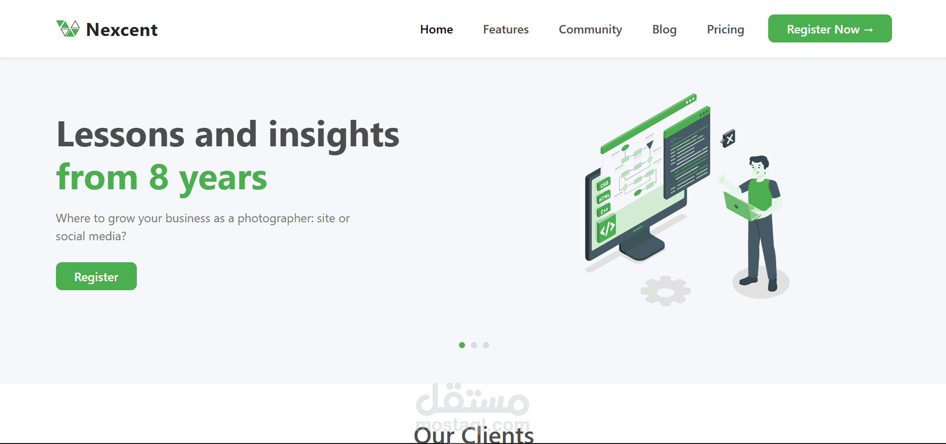 صفحة هبوط احترافية متجاوبة وعصرية (Responsive Landing Page)