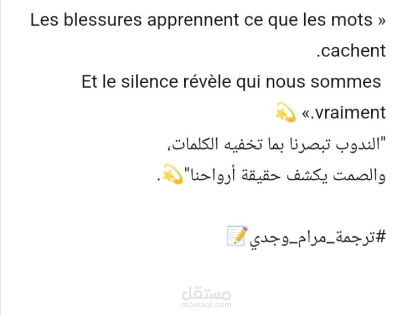 ترجمة دقيقة وأدبية (فرنسي → عربي)