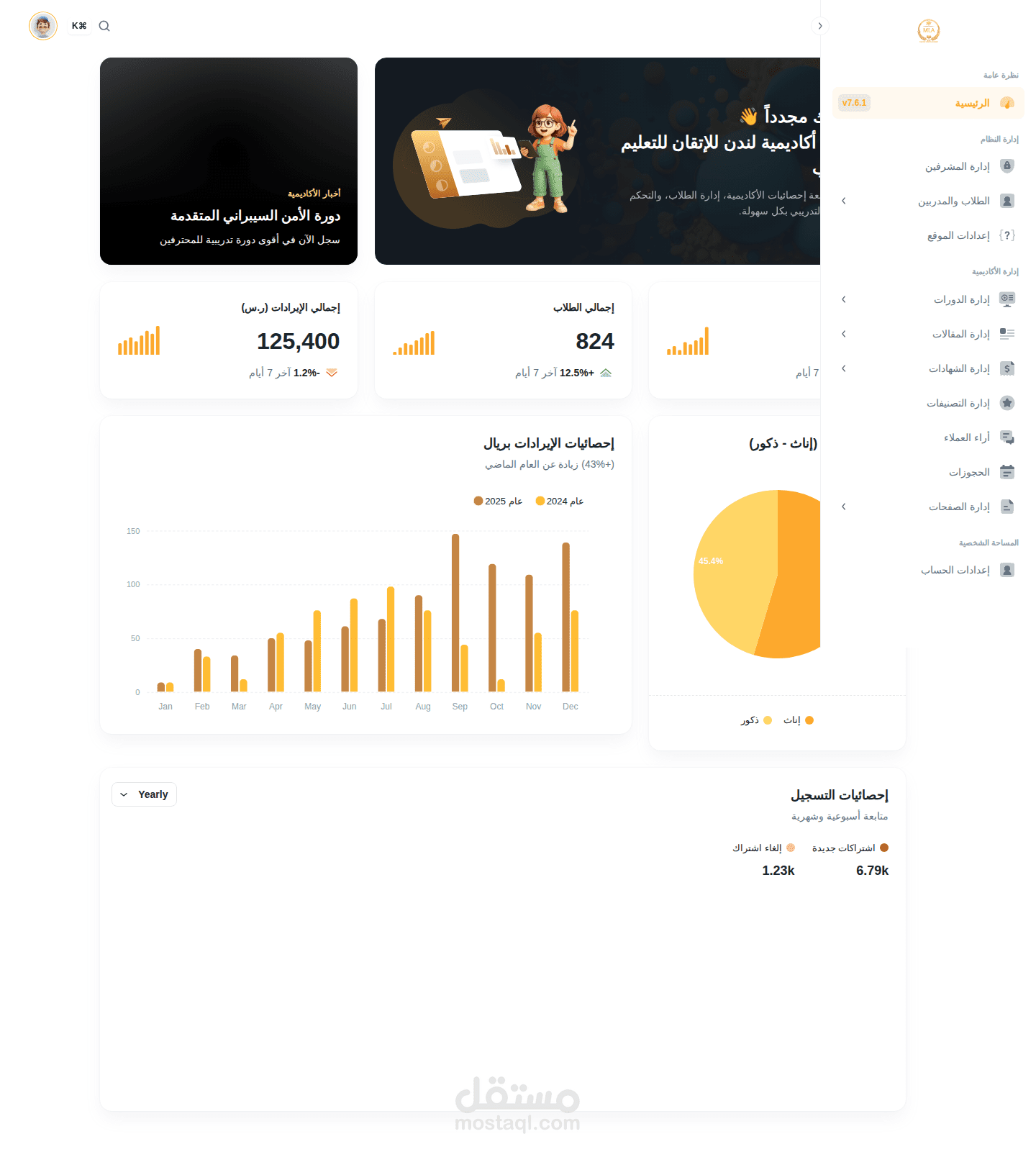 تطوير لوحة تحكم إدارية متكاملة لإدارة منصة تعليمية | Next.js & Material UI